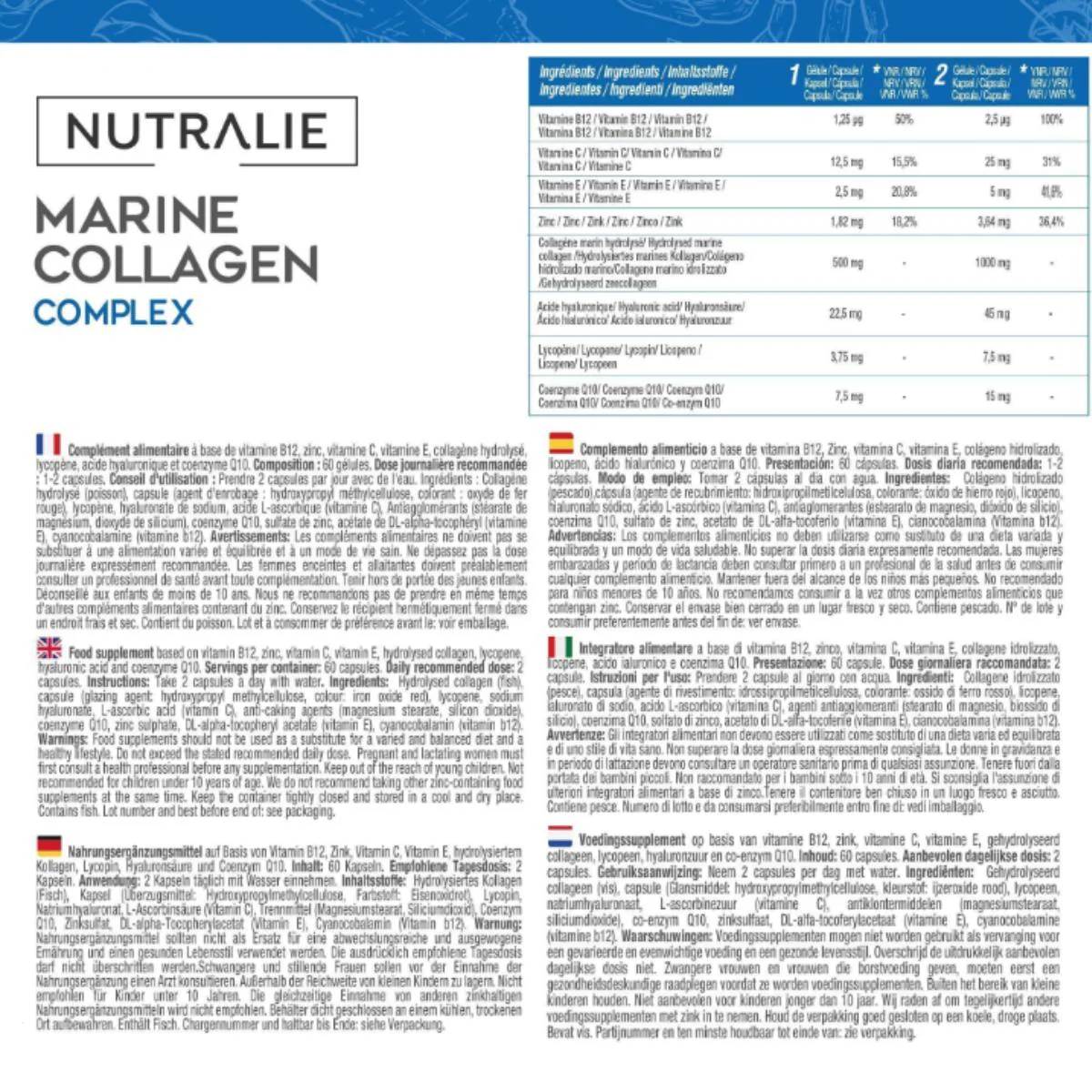 Pack 2x Nutralie Colágeno Marino Complex Ácido Hialurónico Piel 60 Cápsulas - Image 5