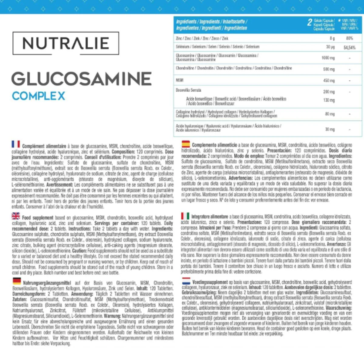 Pack 2x Nutralie Glucosamina Complex + MSN + Condroitina articulaciones 120 comprimidos - Image 4