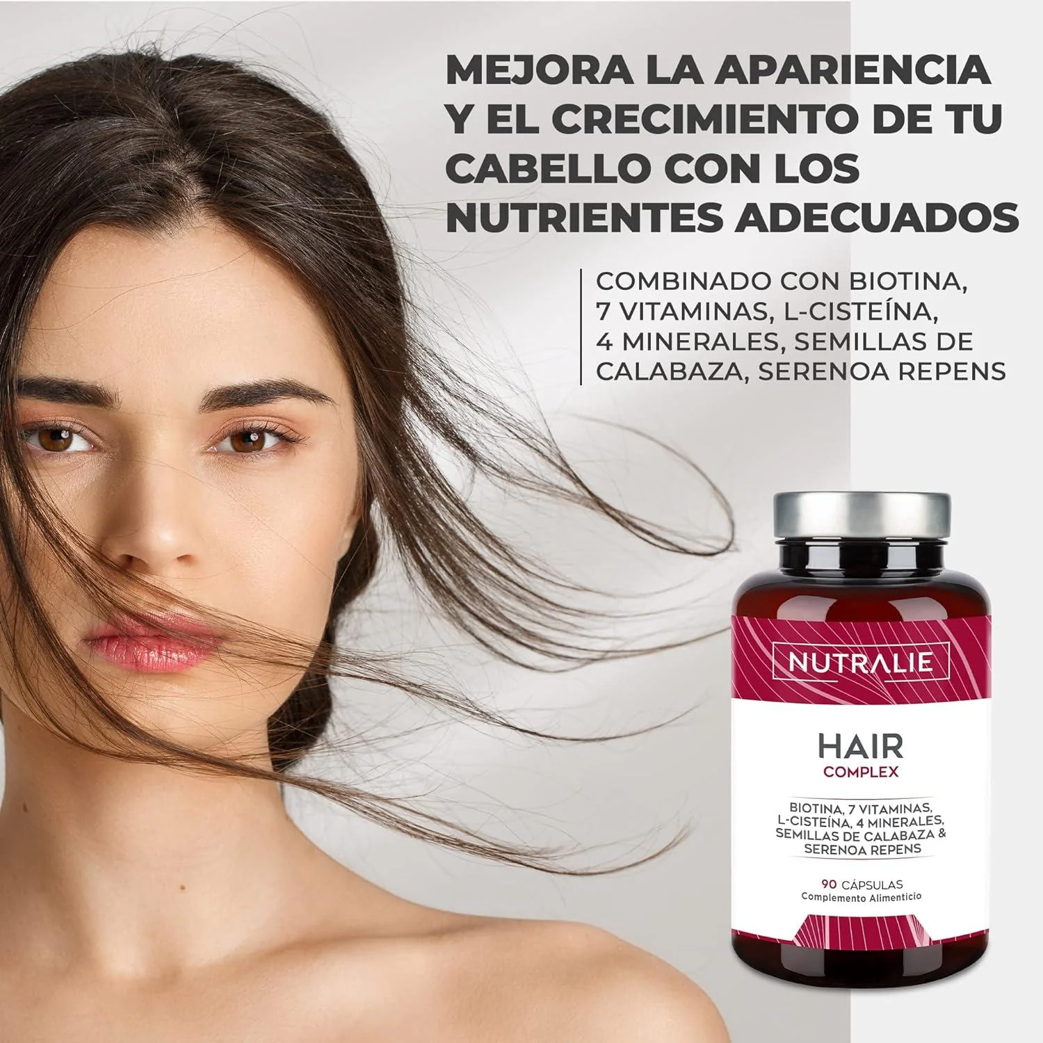 Pack 2x Nutralie Hair Complex + Biotina y Zinc Vitaminas Cabello 90 cápsulas - Image 4