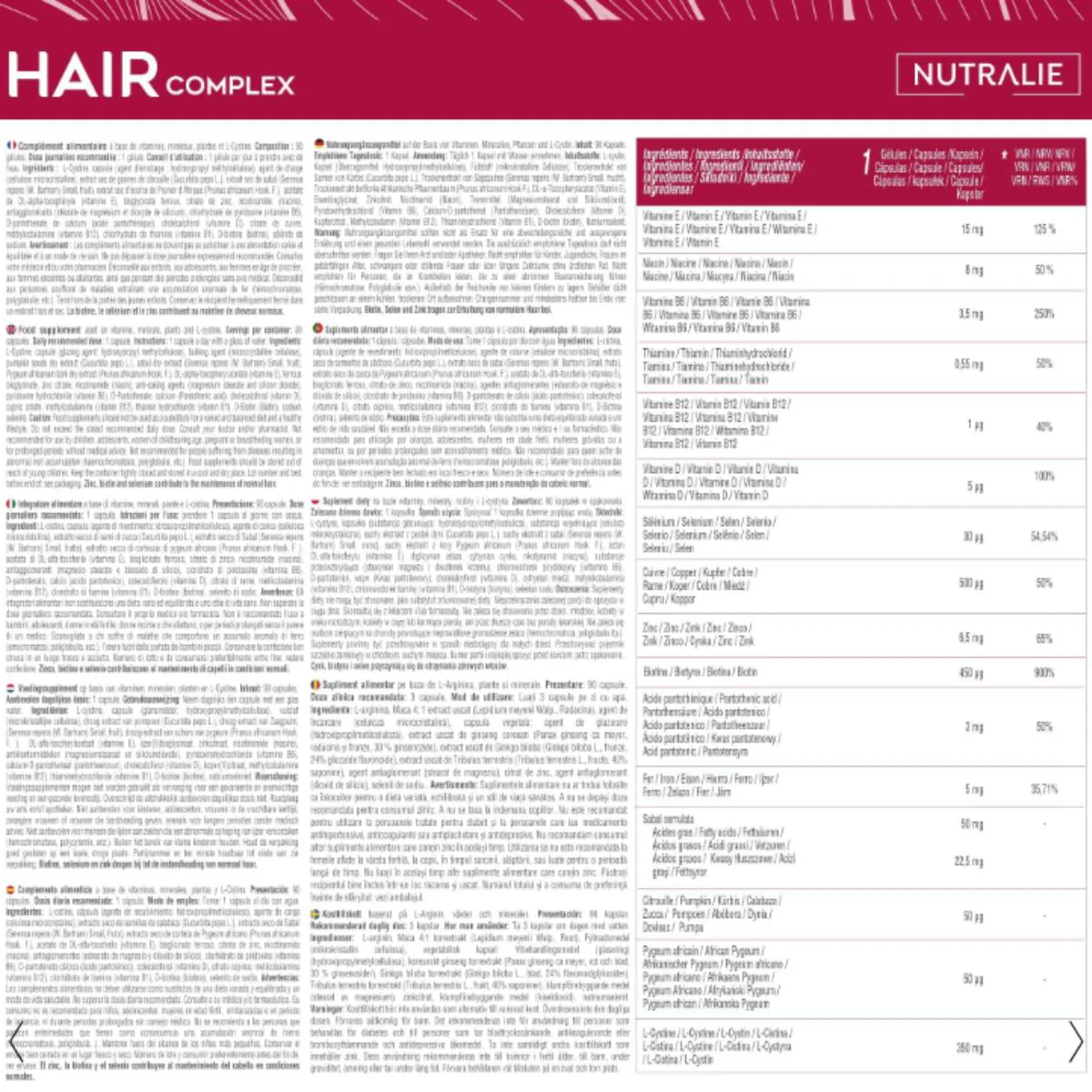 Pack 2x Nutralie Hair Complex + Biotina y Zinc Vitaminas Cabello 90 cápsulas - Image 5