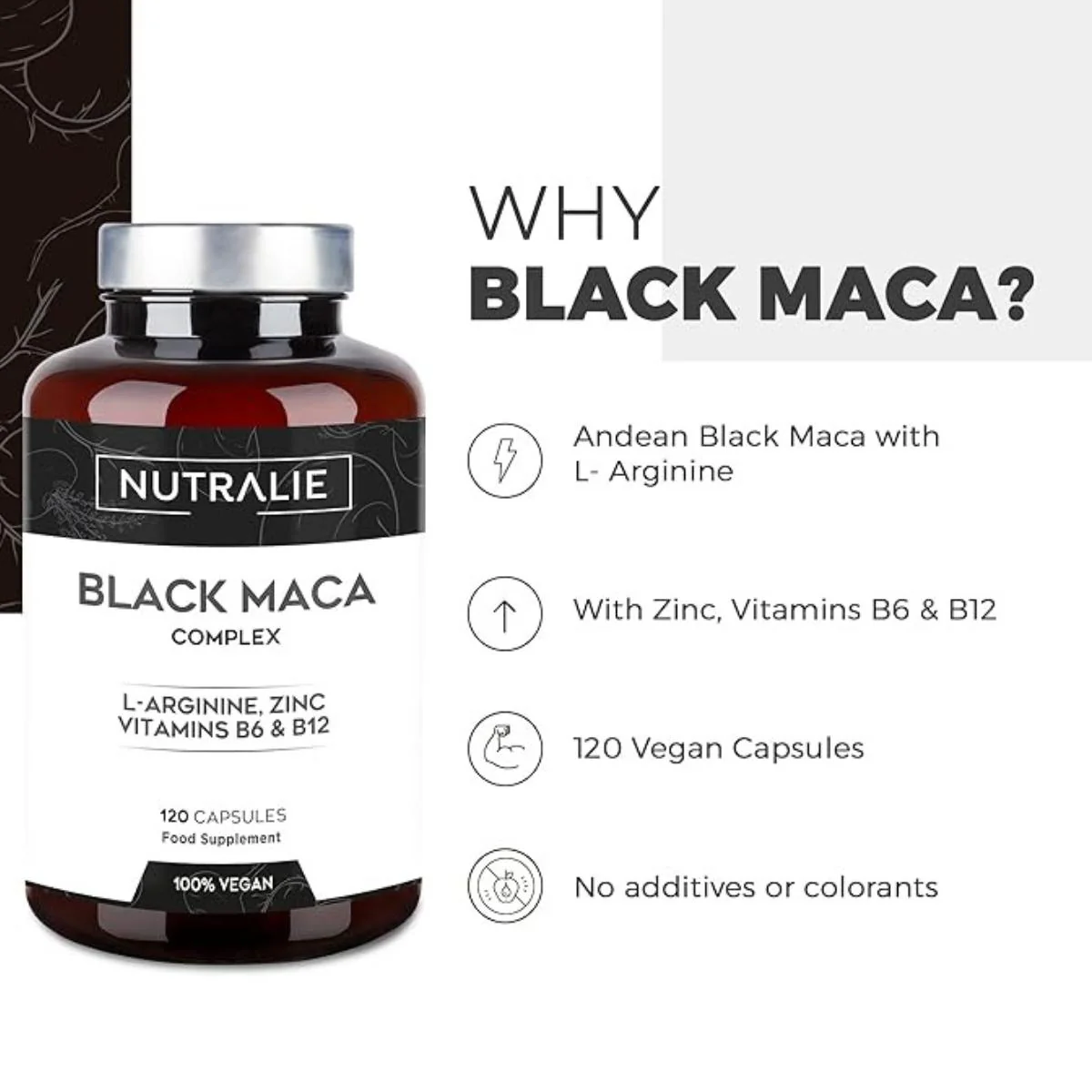 Pack 2x Nutralie Maca negra andina complex + vitaminas B6 + B12, 120 cápsulas - Image 2