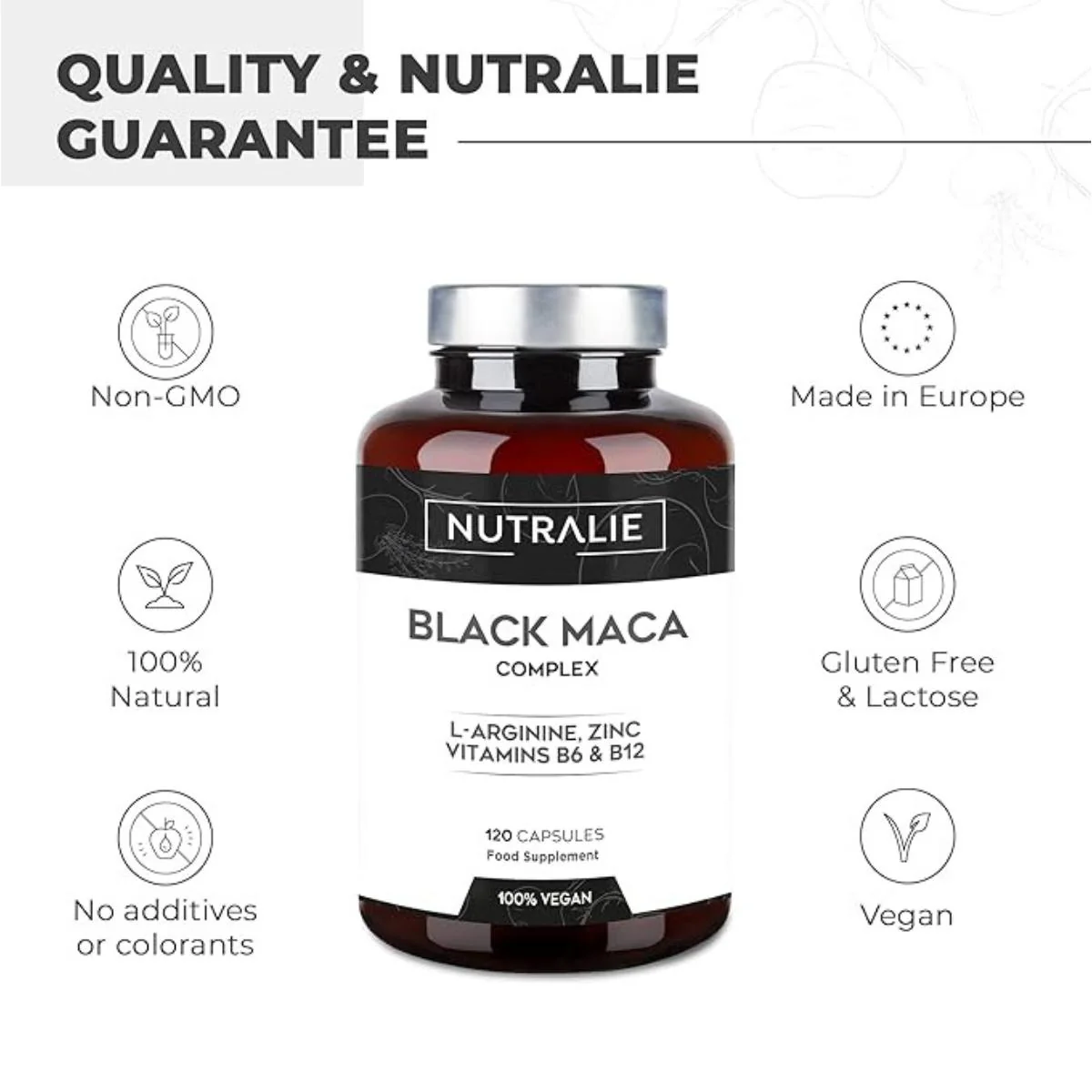 Pack 2x Nutralie Maca negra andina complex + vitaminas B6 + B12, 120 cápsulas - Image 3