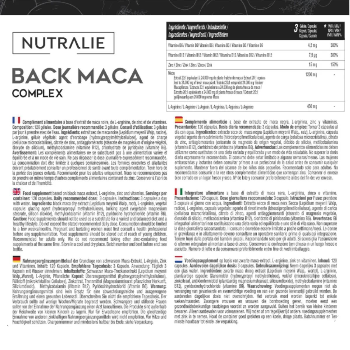 Pack 2x Nutralie Maca negra andina complex + vitaminas B6 + B12, 120 cápsulas - Image 5