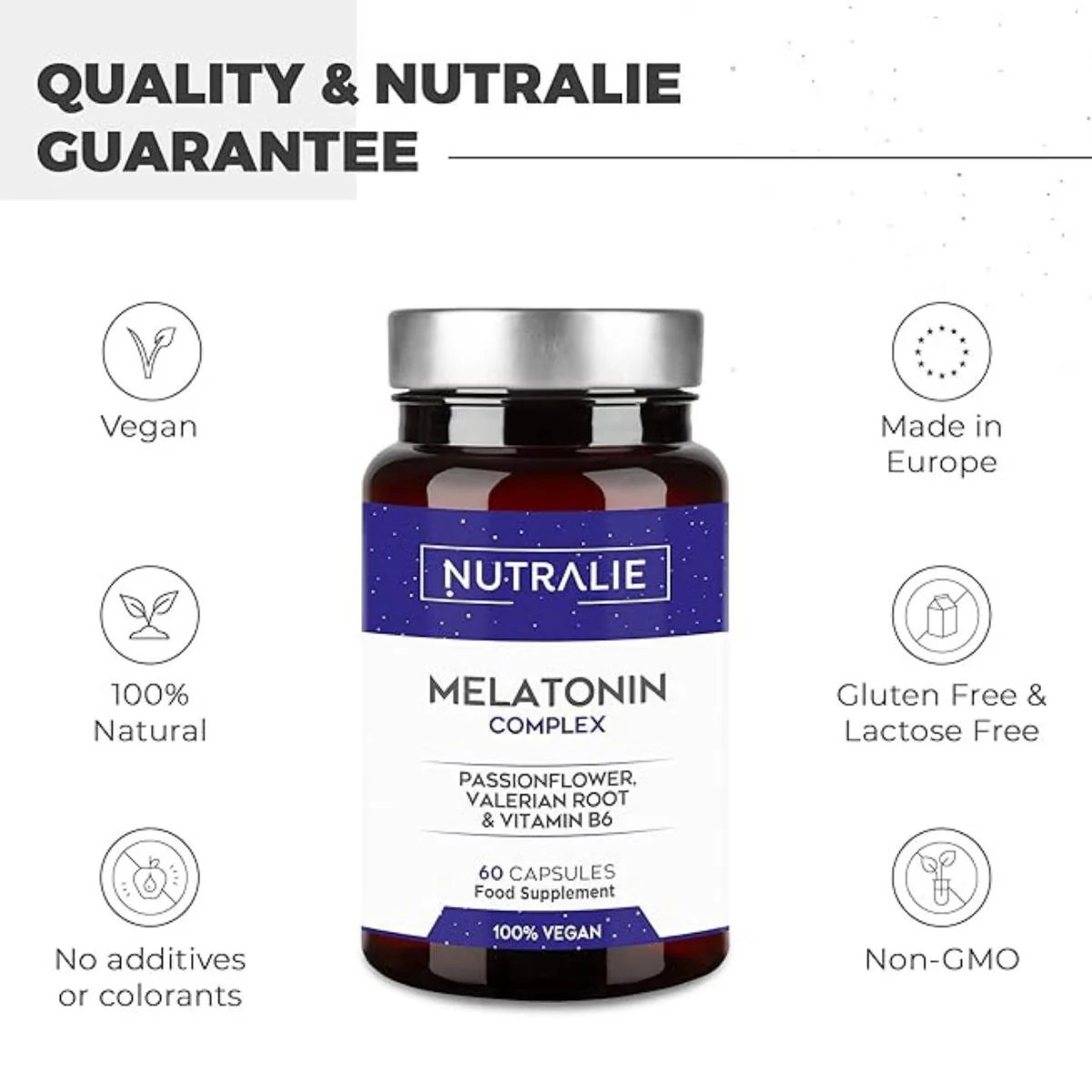 Pack 2x Nutralie Melatonina con Pasiflora + Raíz Valeriana + B6 60 cápsulas - Image 3