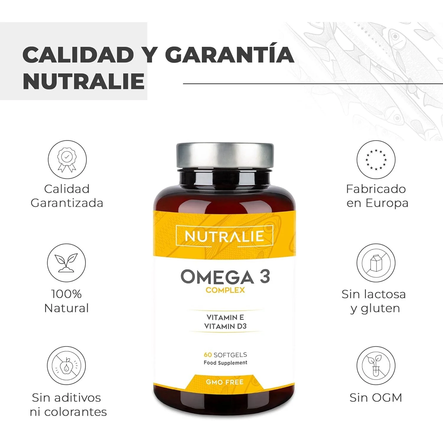 Pack 2x Nutralie Omega 3 Complex 2000mg + Vit E y D3 DHA EPA 60 softgels - Image 2