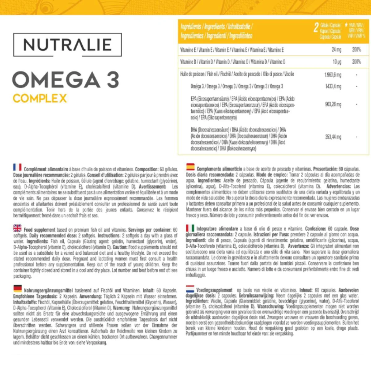 Pack 2x Nutralie Omega 3 Complex 2000mg + Vit E y D3 DHA EPA 60 softgels - Image 5