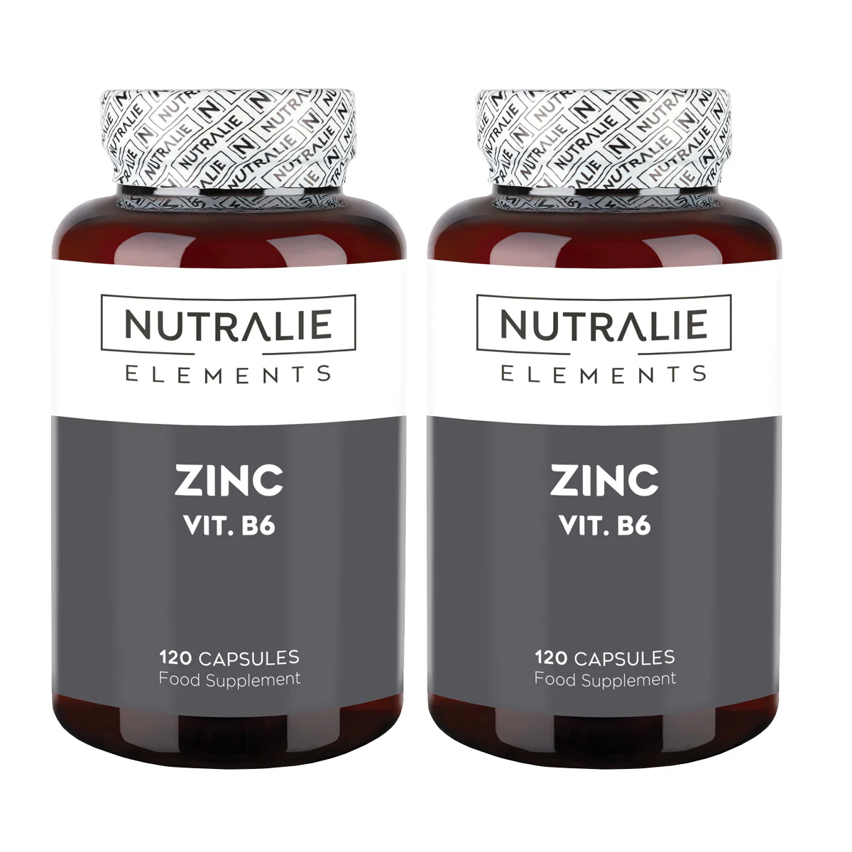 Pack 2x Nutralie Zinc con Vitamina B6 Acné Piel Pelo Vegano 120 Cápsulas