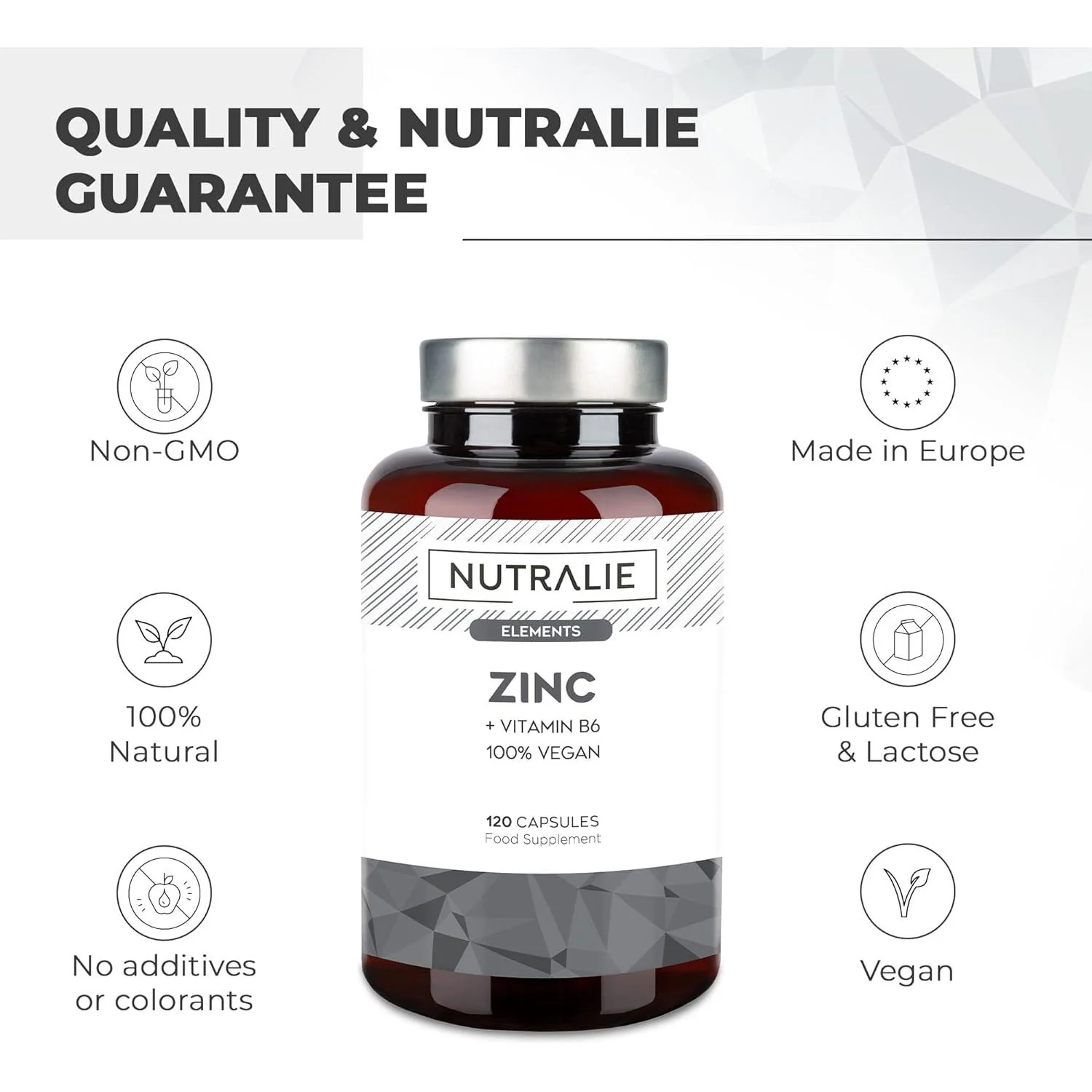 Pack 2x Nutralie Zinc con Vitamina B6 Acné Piel Pelo Vegano 120 Cápsulas - Image 3