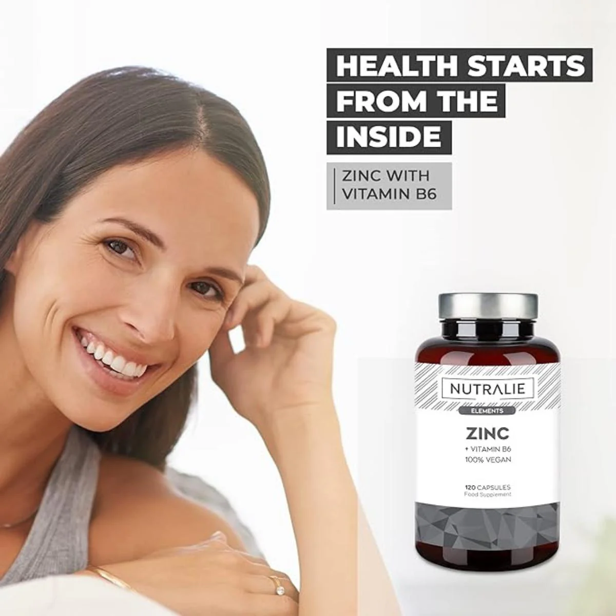 Pack 2x Nutralie Zinc con Vitamina B6 Acné Piel Pelo Vegano 120 Cápsulas - Image 4