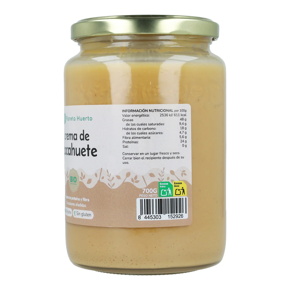 Pack 6x Crema de Cacahuetes ECO Planeta Huerto 700g - Image 3