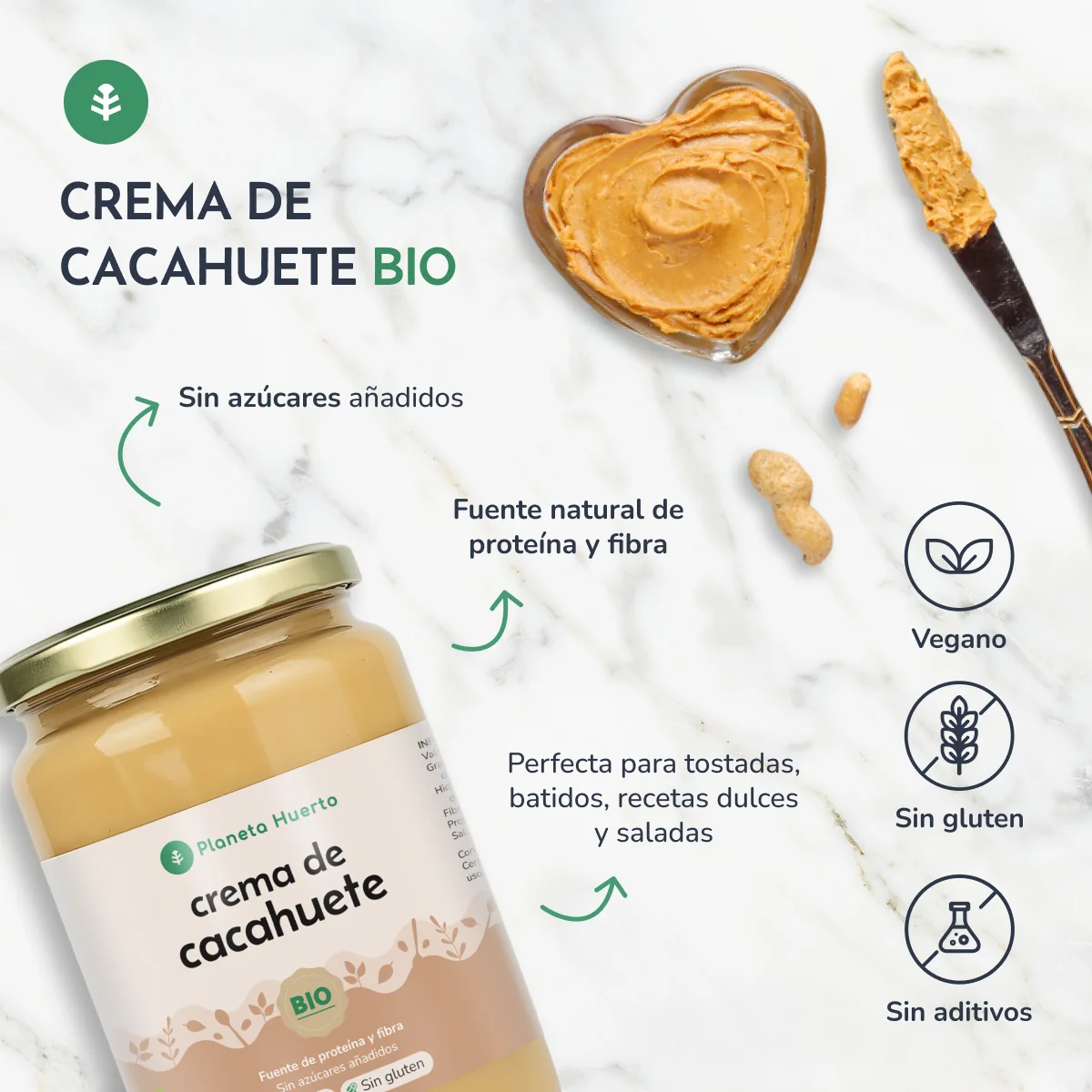 Pack 6x Crema de Cacahuetes ECO Planeta Huerto 700g - Image 4