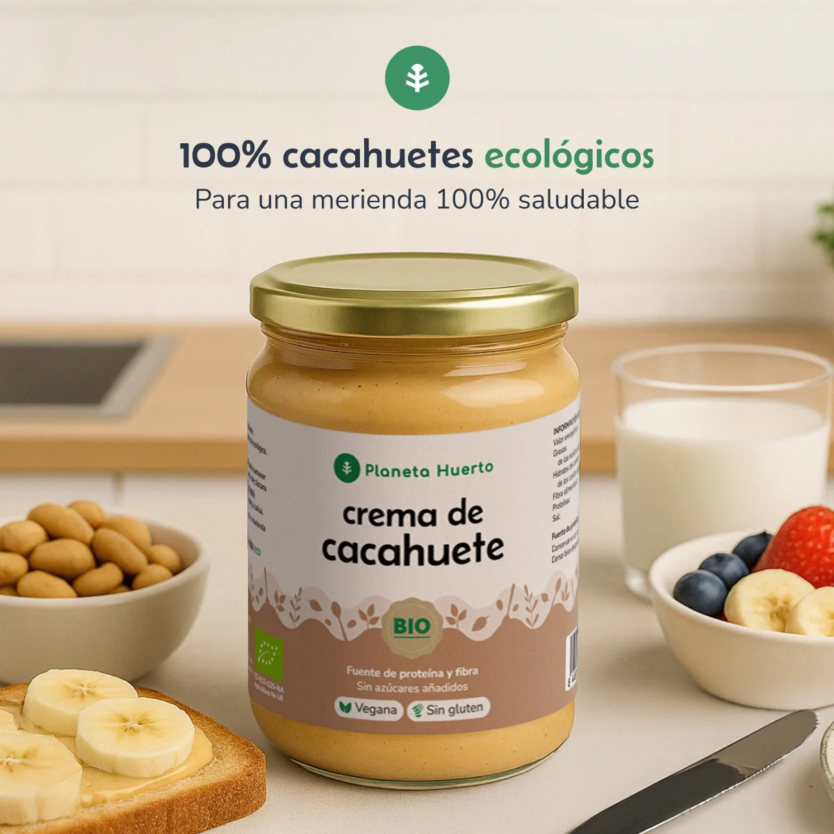 Pack 6x Crema de Cacahuetes ECO Planeta Huerto 700g - Image 5
