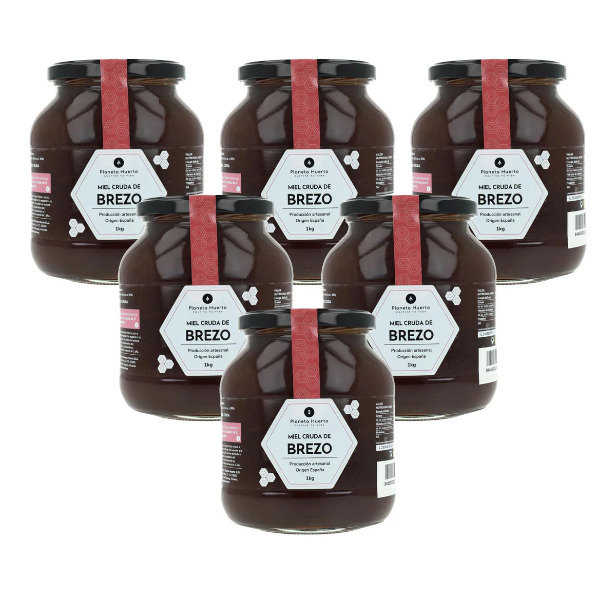 Pack 6x Miel Cruda de Brezo Planeta Huerto 1 Kg
