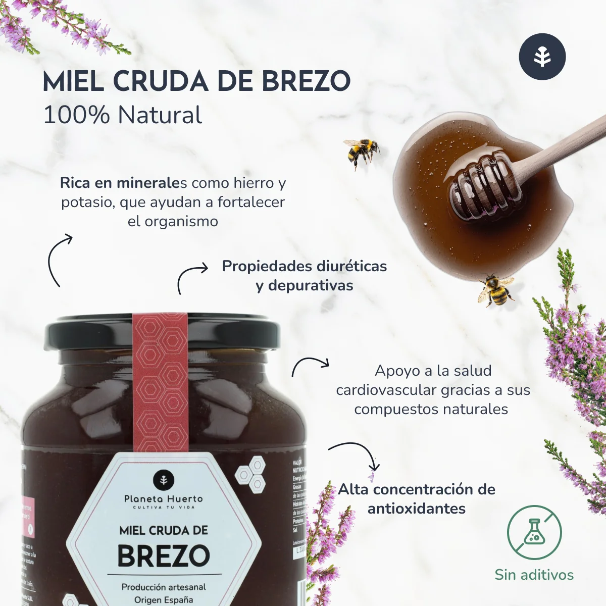 Pack 6x Miel Cruda de Brezo Planeta Huerto 1 Kg - Image 5