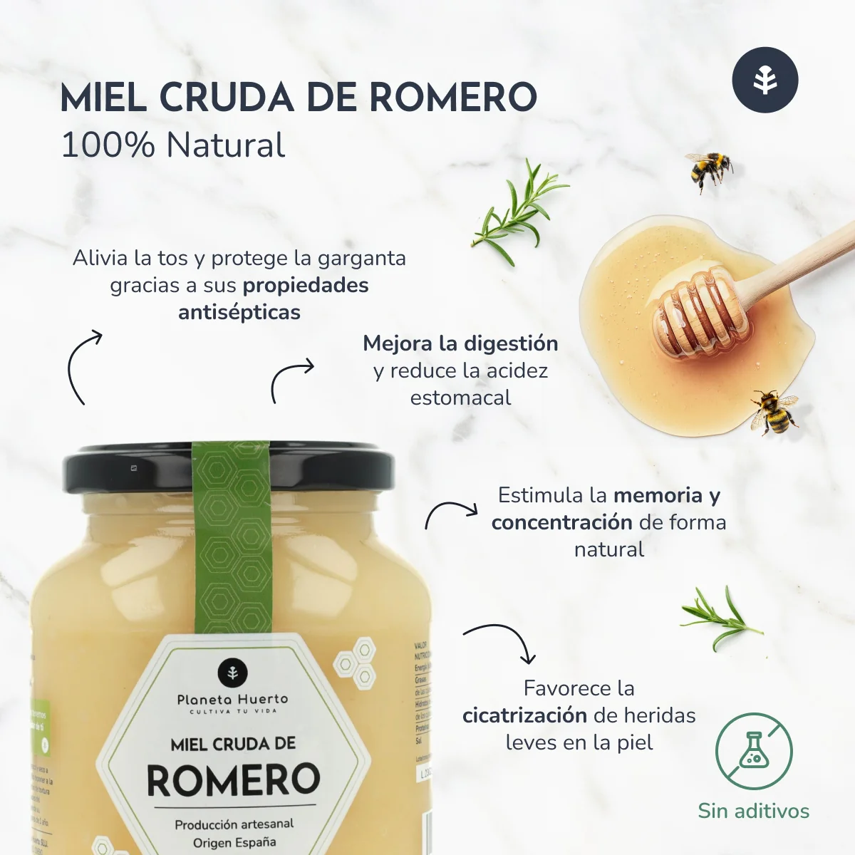 Pack 6x Miel Cruda de Romero Planeta Huerto 1 Kg - Image 5