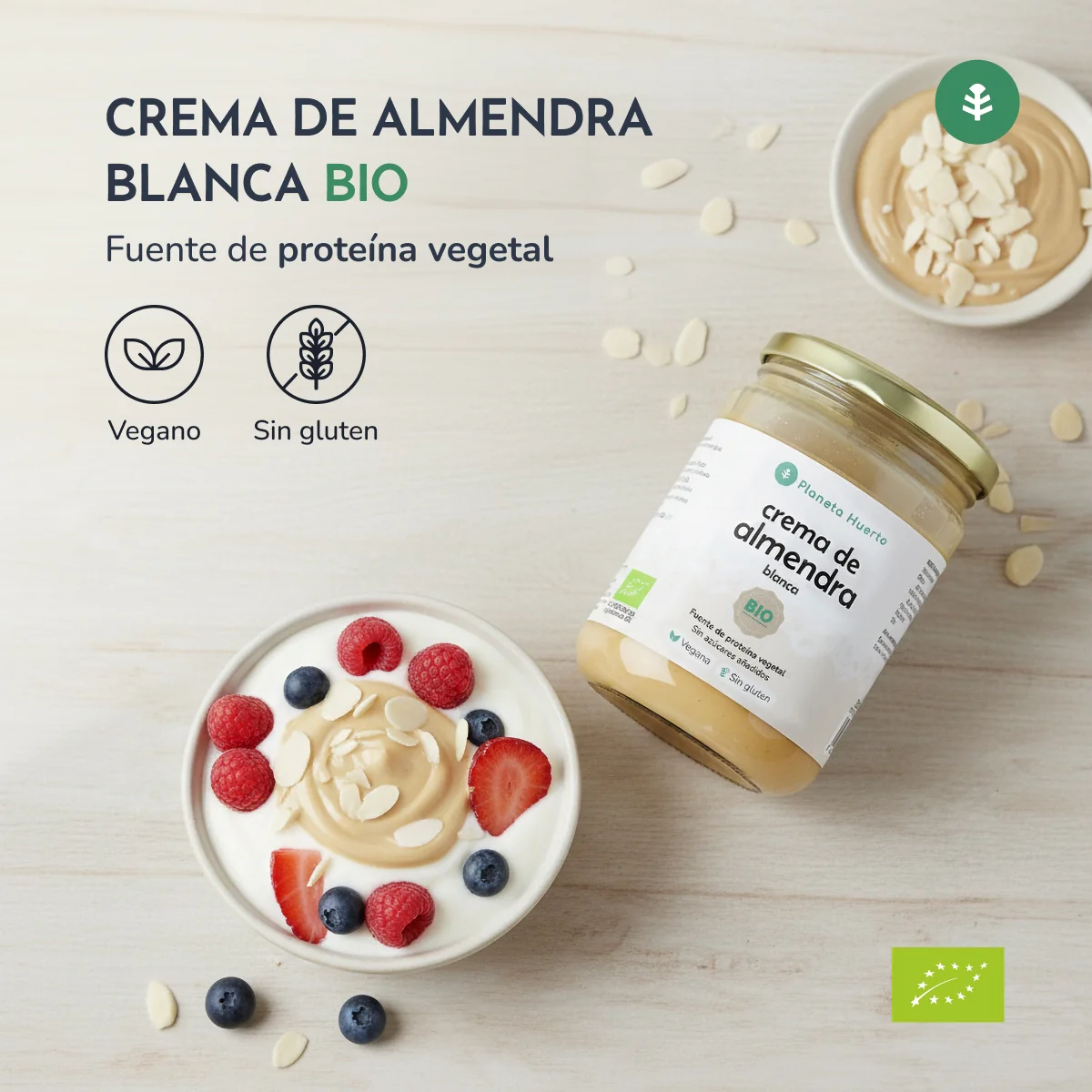 Pack 9x Crema de Almendras Blancas ECO Planeta Huerto 350g - Image 5