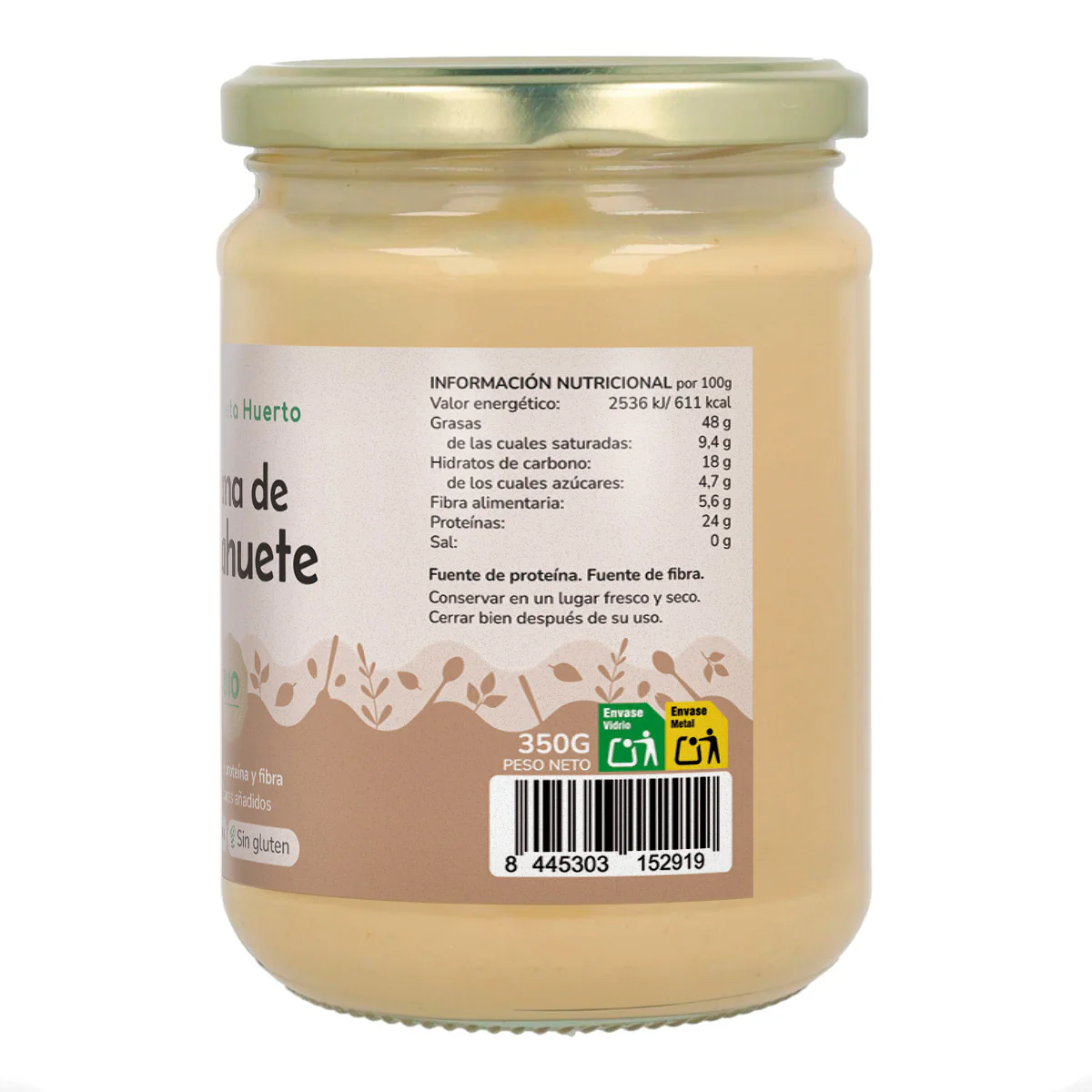 Pack 9x Crema de Cacahuetes ECO Planeta Huerto 350g - Image 3