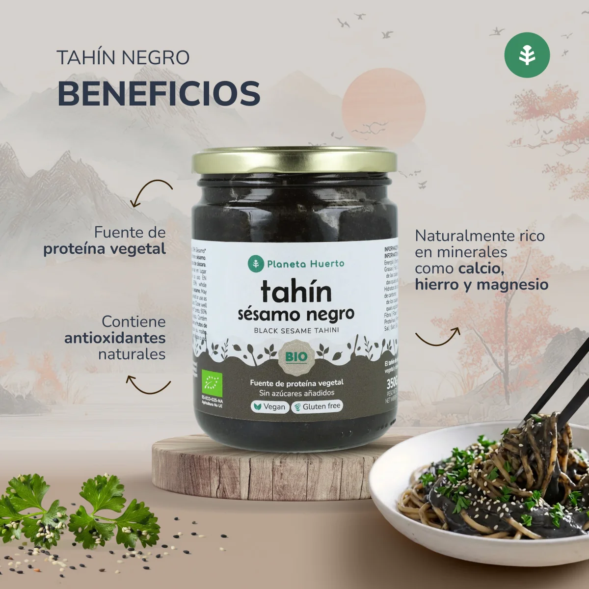Pack 9x Tahín Sésamo Negro ECO Planeta Huerto 350 g - Image 5