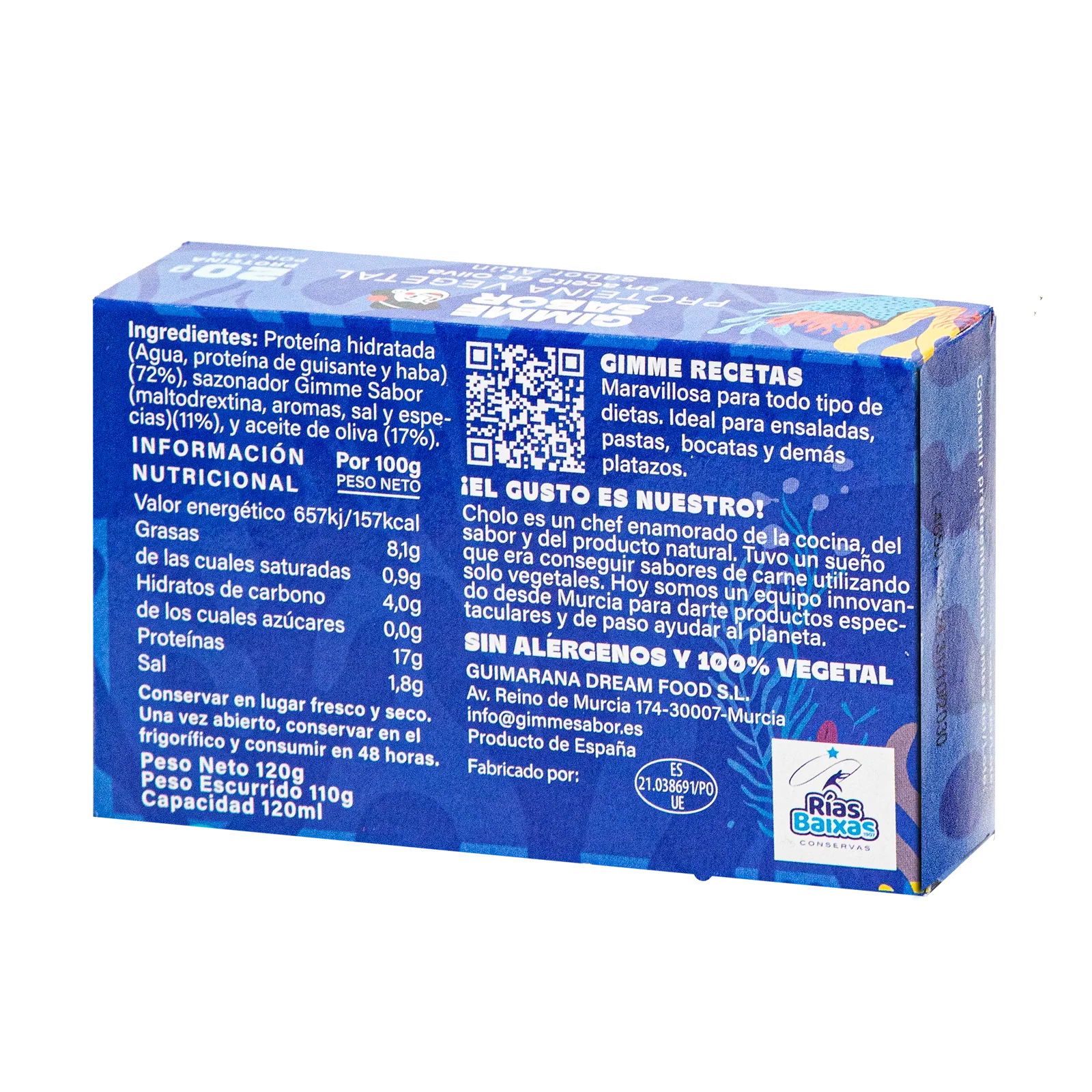 PACK AHORRO Atún Vegano en Aceite de Oliva 120g X 6uds. | Sin Gluten, Sin Aditivos, Sin Alérgenos | Gimme Sabor - Image 4