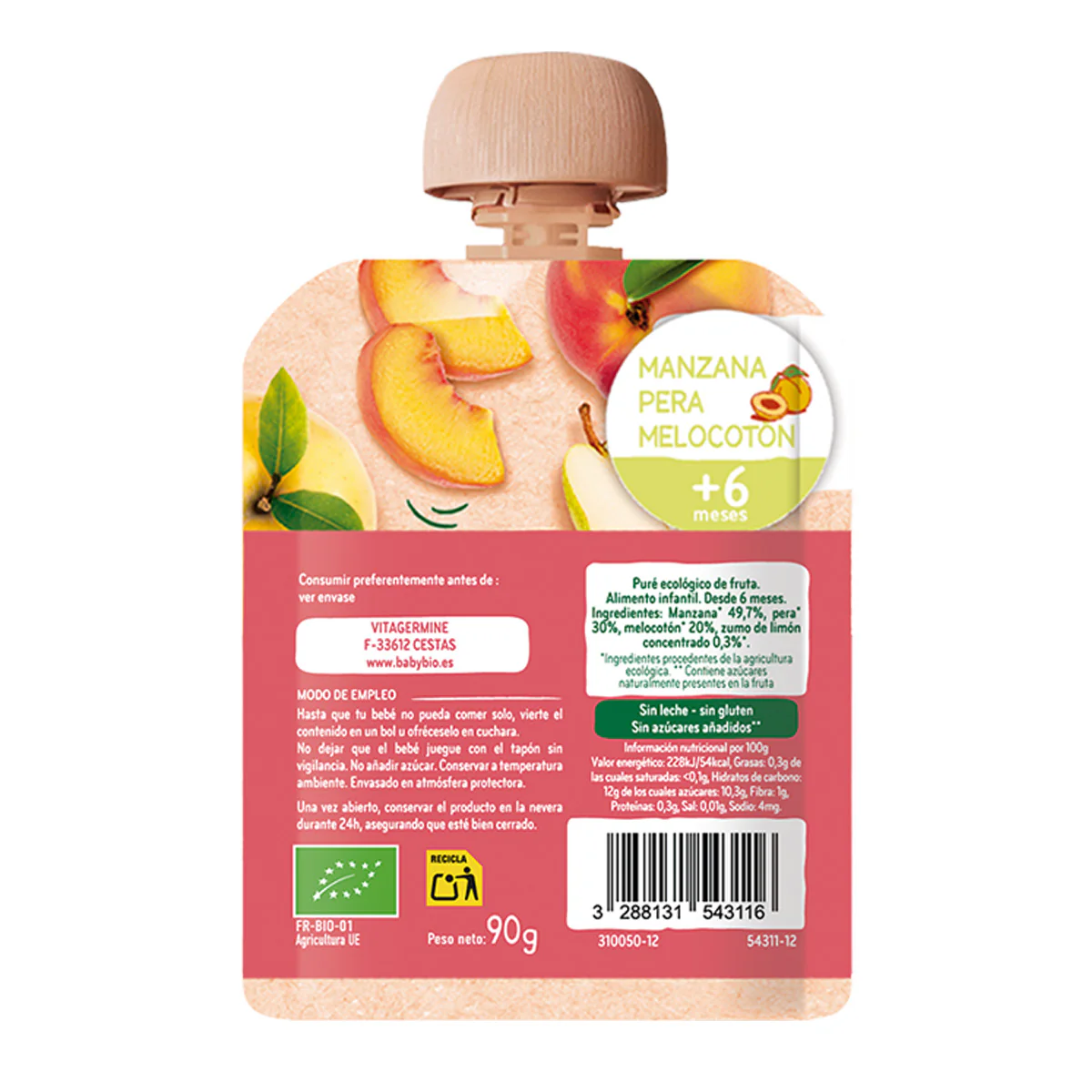 Pack Mix de Pouches frutas Bio (a partir de 6 meses), Babybio, 5 Uds - Image 2