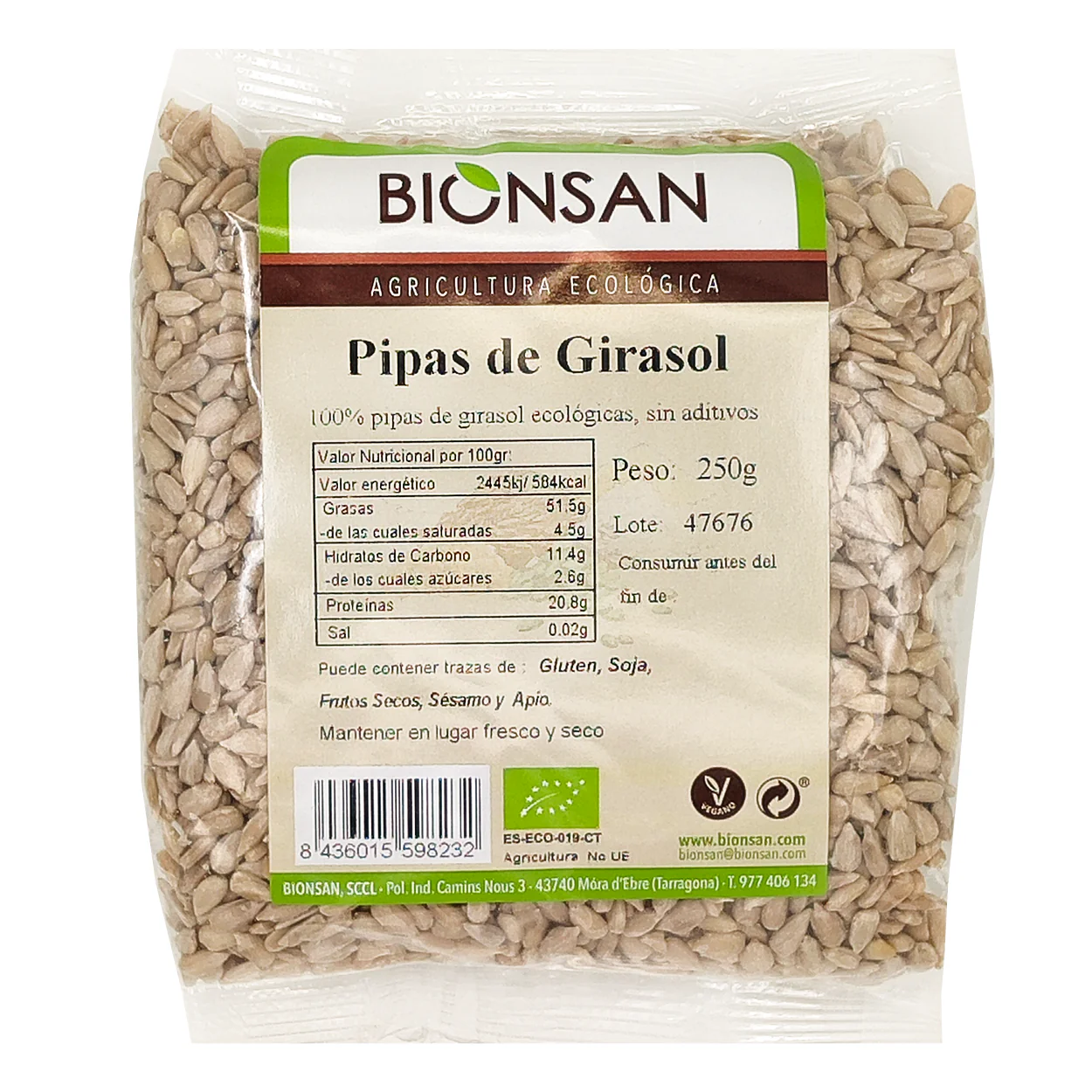 Pipas De Girasol Ecológicas 250gr
