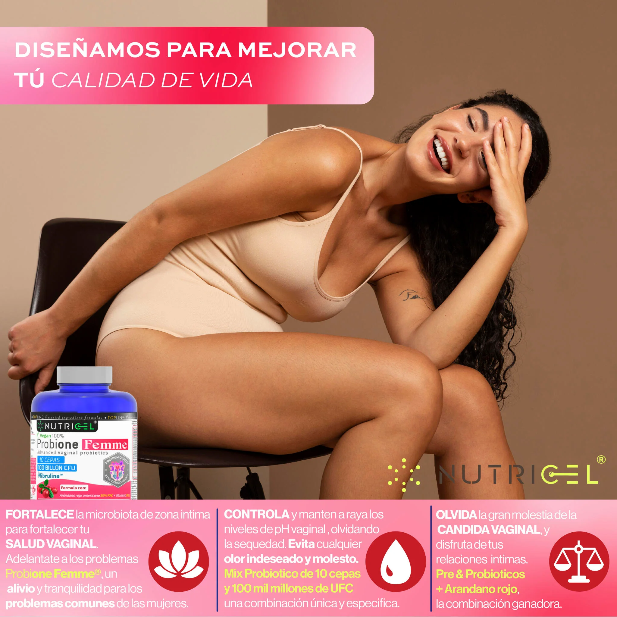 Probione Femme® - Probióticos Vaginales 10 Cepas Especificas + 100 Billones Ufc - Image 4