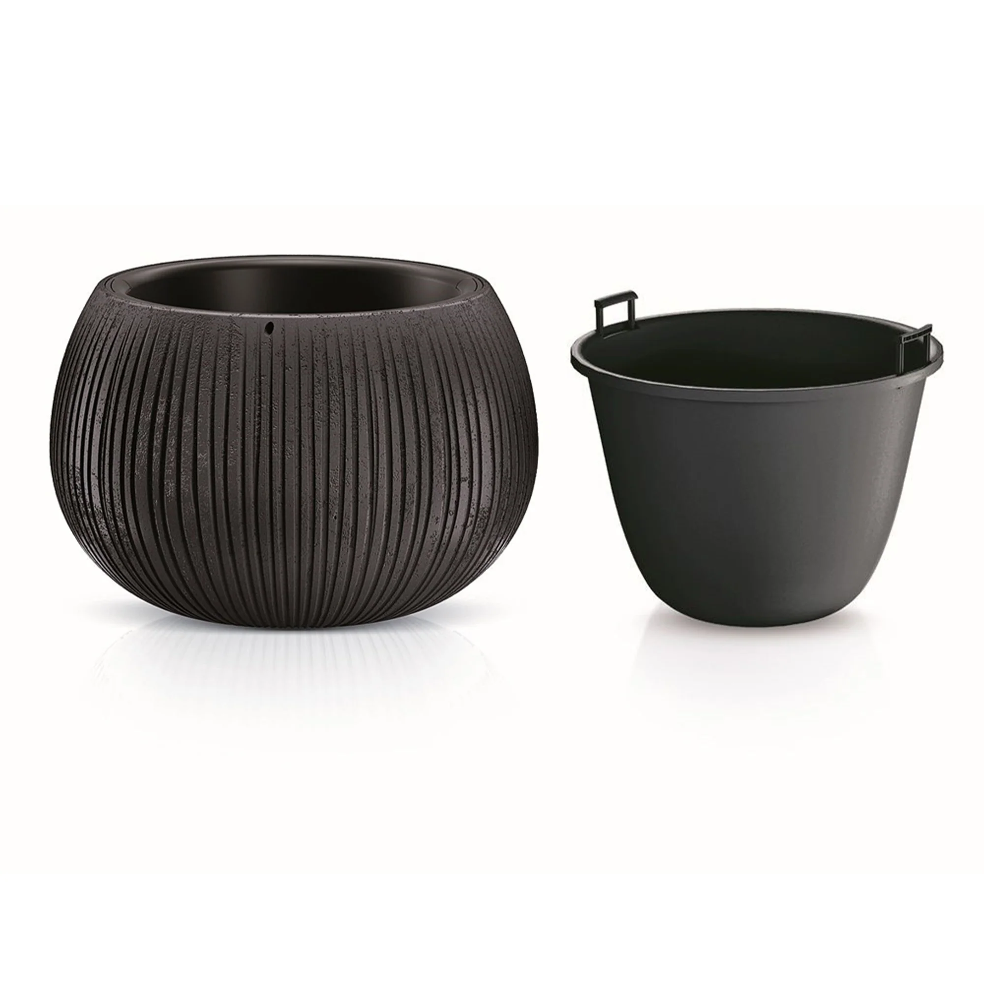 Prosperplast Beton Bowl De Plástico Con Depósito En Color Cemento Negro, 13,6 (alto) X 18 (ancho) X 18 (profundo) Cms - Image 3