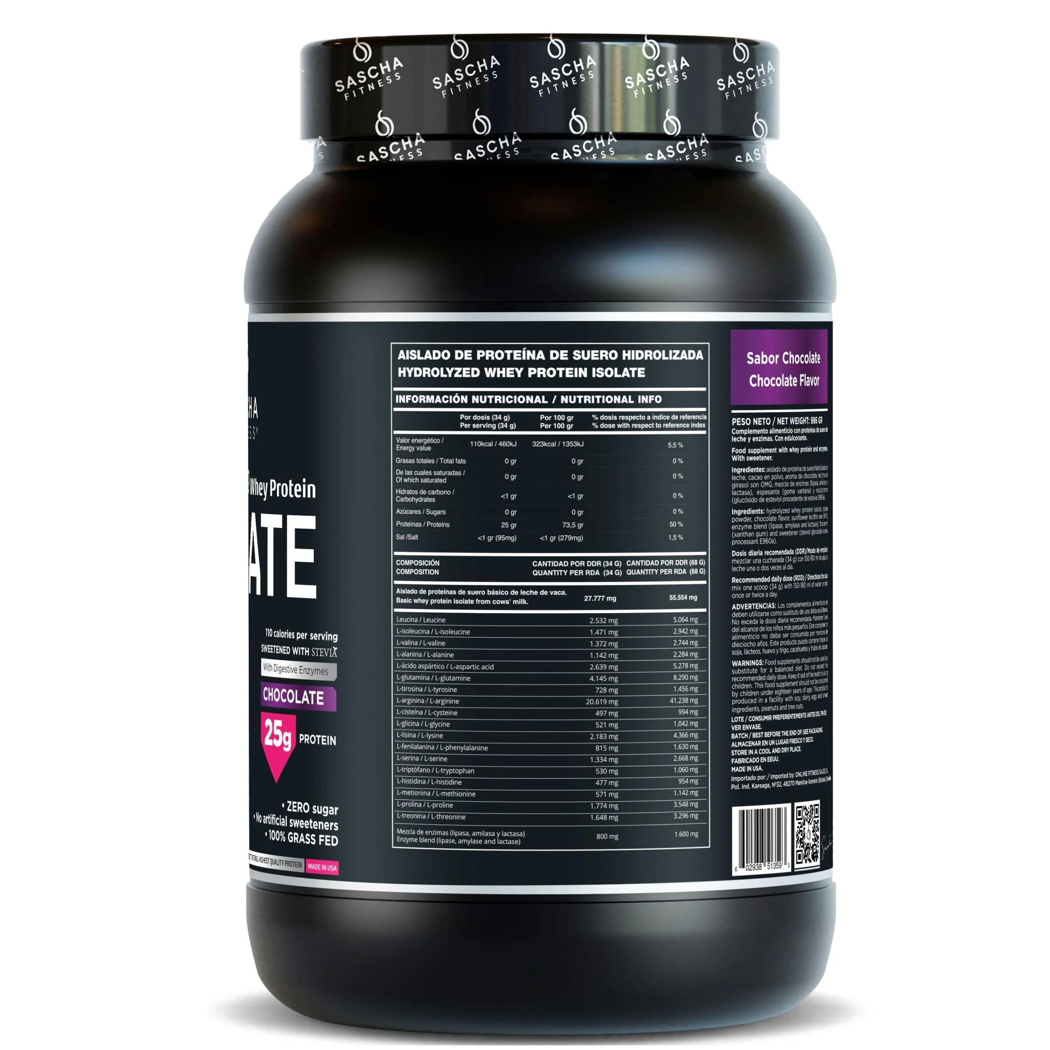 Proteína Whey Sabor Chocolate - Sascha Fitness España - Image 2