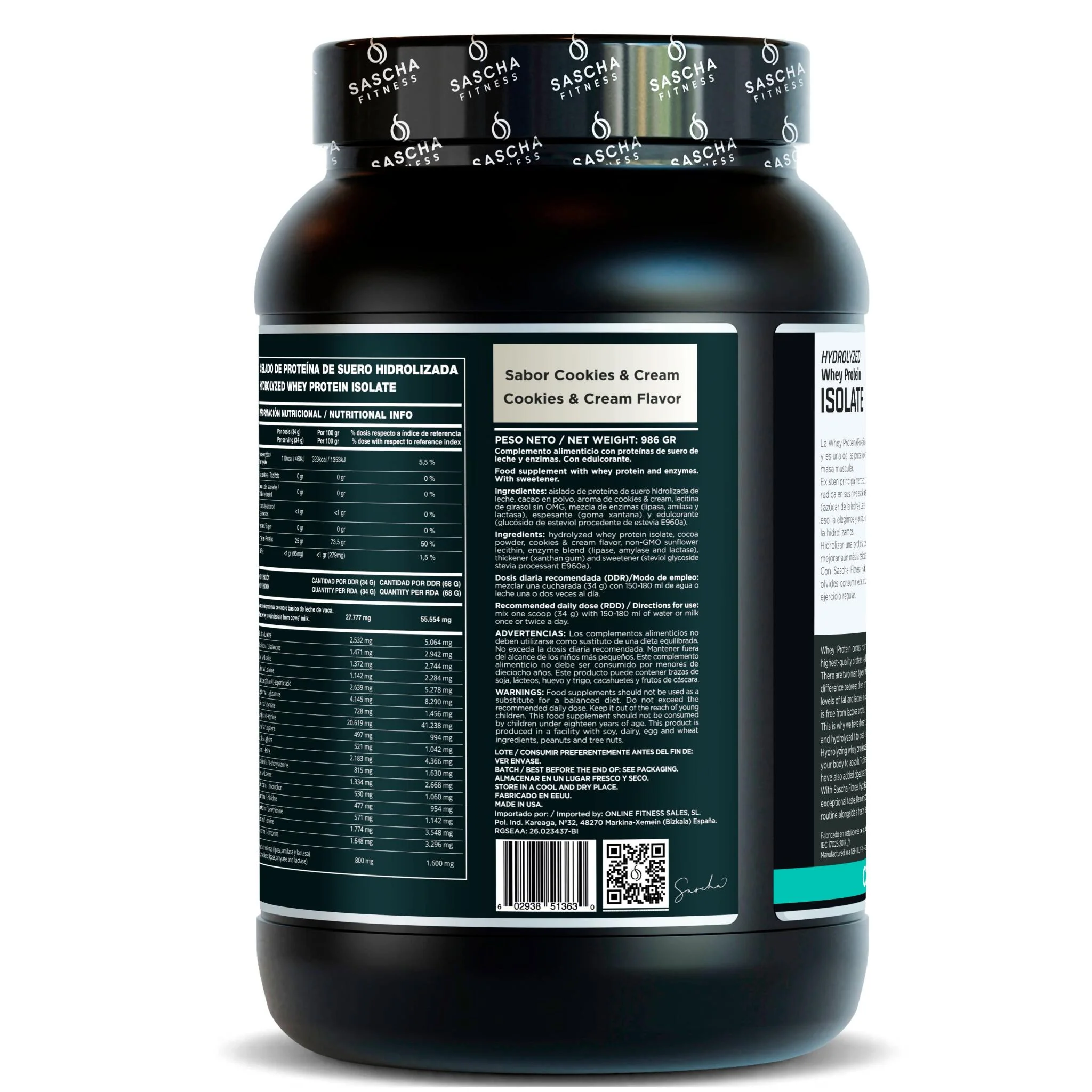 Proteína Whey Sabor Cookies - Sascha Fitness España - Image 4