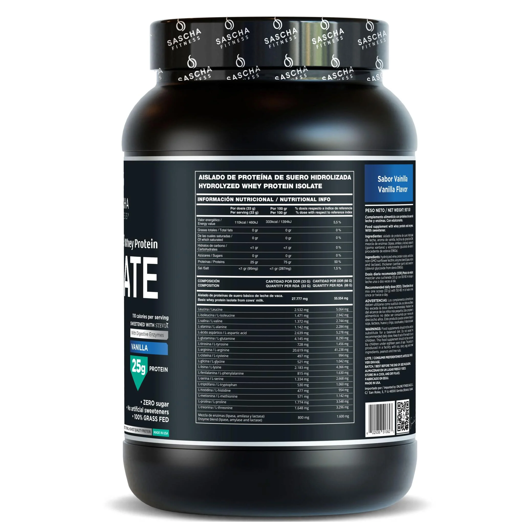 Proteína Whey Sabor Vainilla - Sascha Fitness España - Image 2