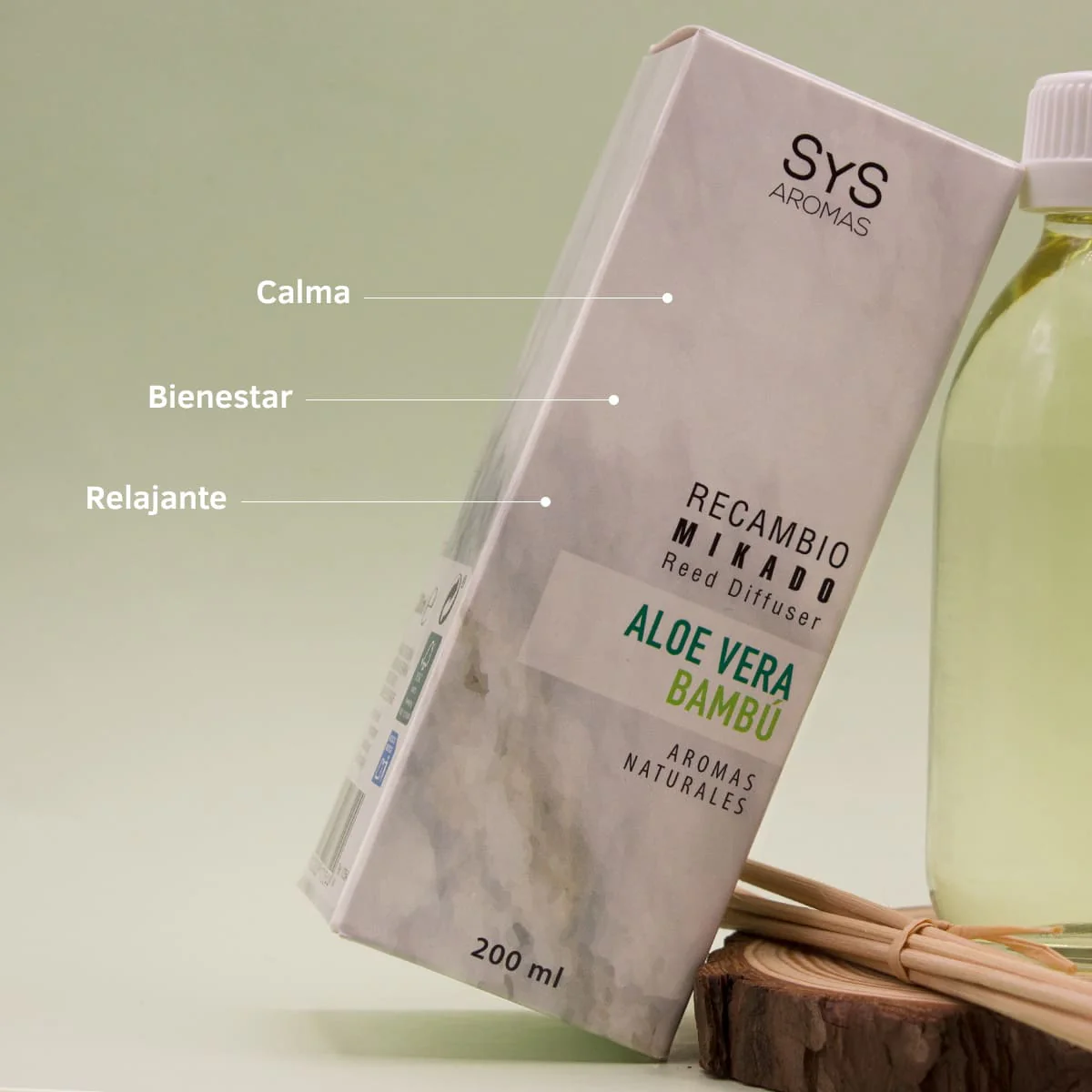Recambio Mikado Aloe Vera y Bambú 200 ml con Varillas | Aroma Fresco Natural | Refill Difusor | Larga Duración - Image 3