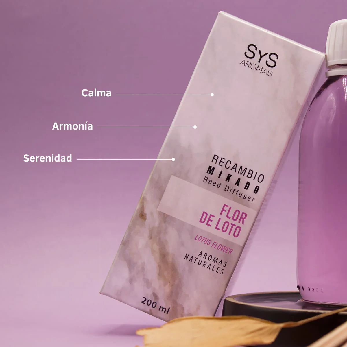 Recambio Mikado Flor de Loto 200 ml con Varillas | Aroma Floral Suave | Refill Difusor | Larga Duración - Image 2