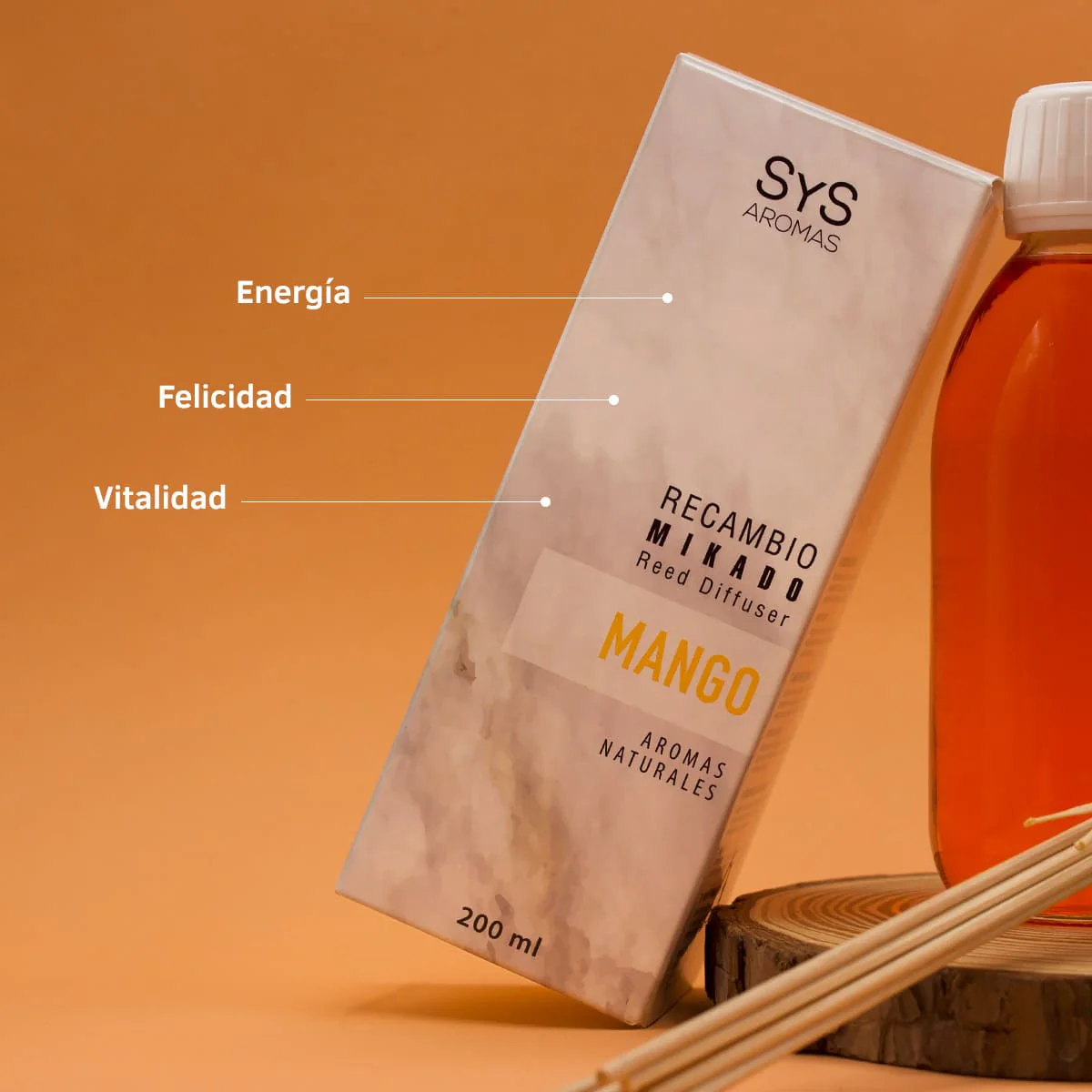 Recambio Mikado Mango 200 Ml Con Varillas | Aroma Tropical Dulce | Refill Difusor | Larga Duración - Image 3