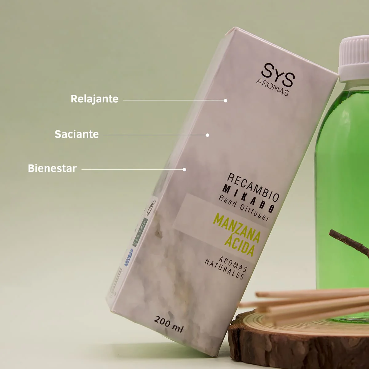 Recambio Mikado Manzana Ácida 200 Ml Con Varillas | Aroma Fresco Y Frutal | Refill Difusor | Larga Duración - Image 3