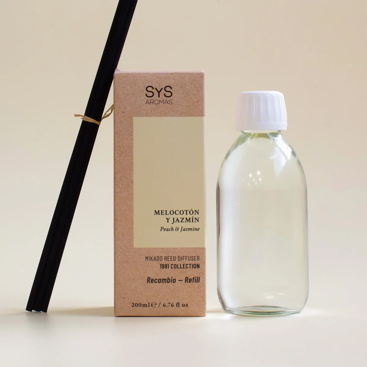 Recambio Mikado Melocotón y Jazmín 1991 200 ml con Varillas | Aroma Afrutado y Floral | Refill Difusor | Larga Duración - Image 2