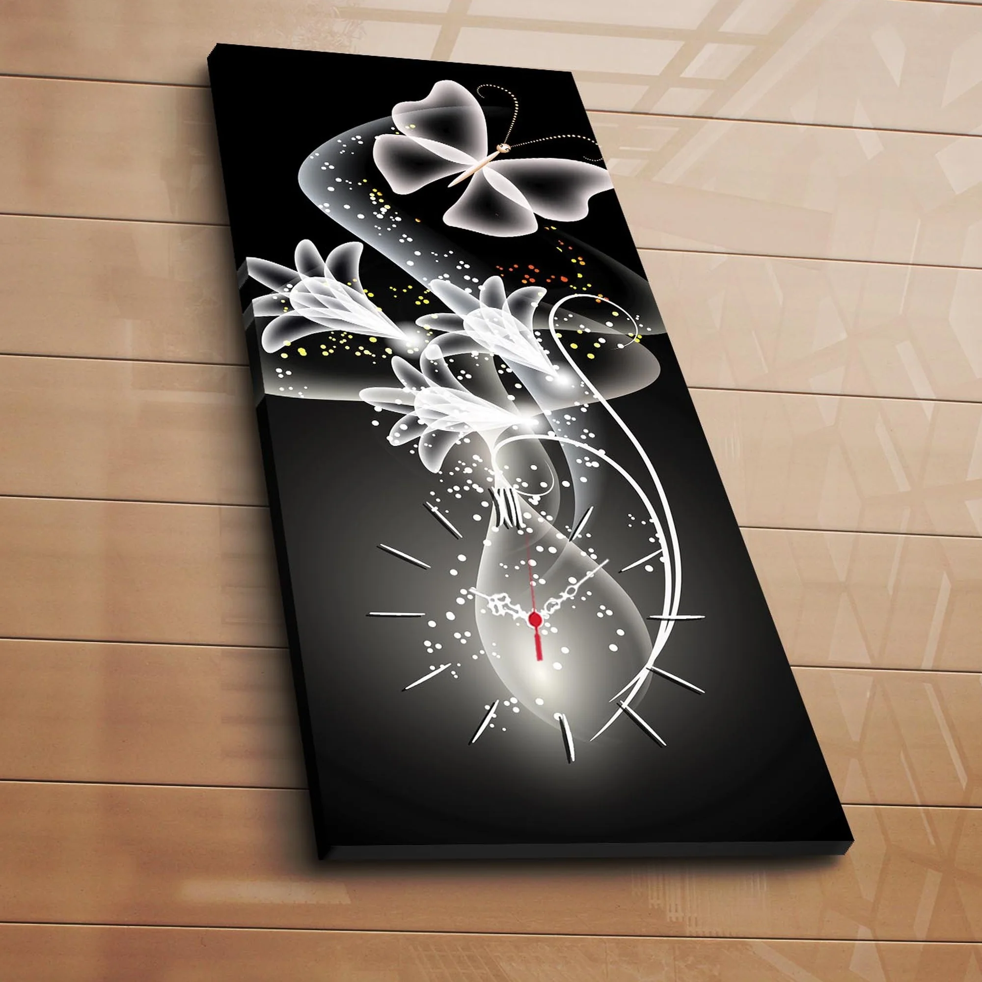 Reloj De Pared Con Lienzo Decorativo De Flores - Image 2