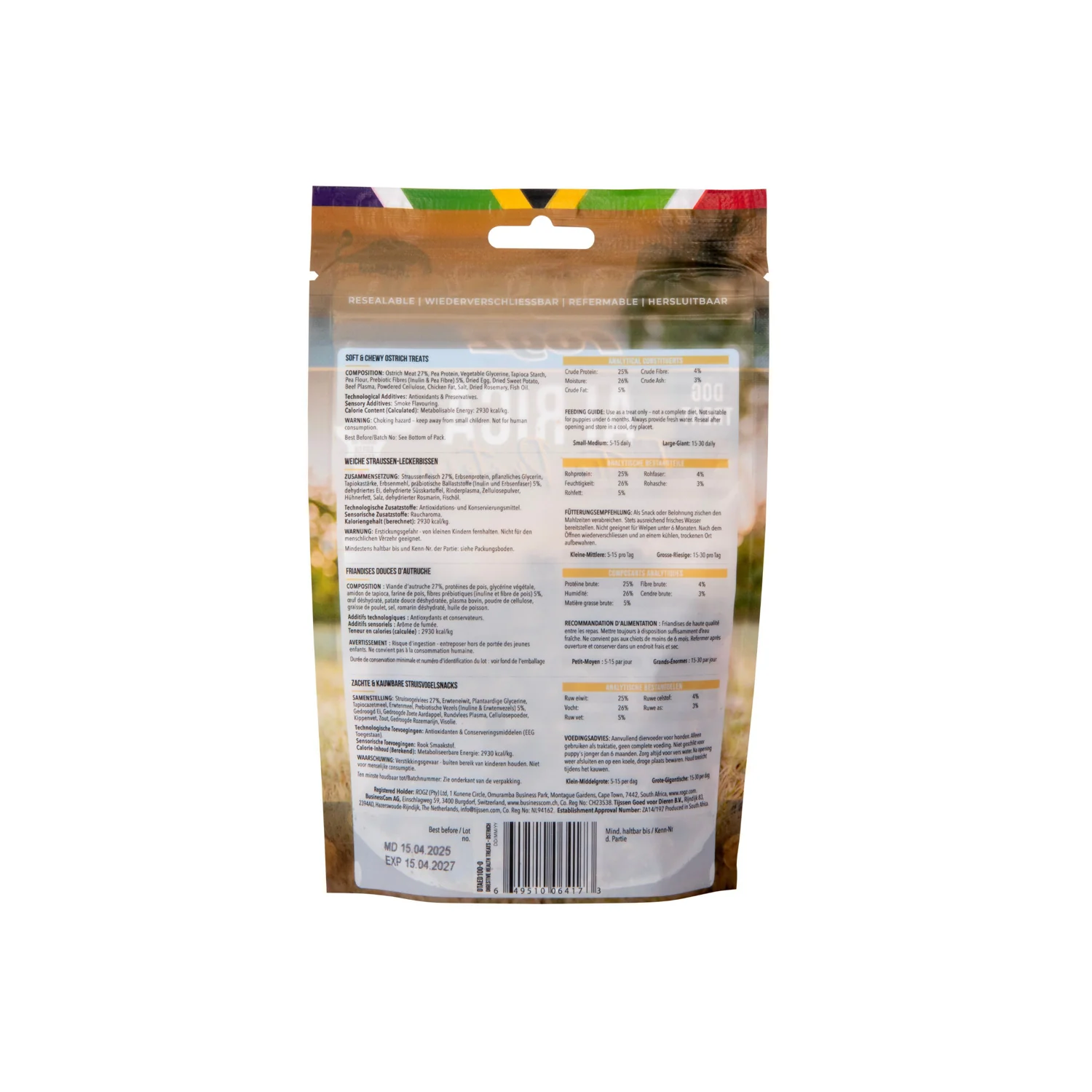 Rogz Snack Digestivo Para Perros De Avestruz 6x100g Con Prebióticos - Image 2