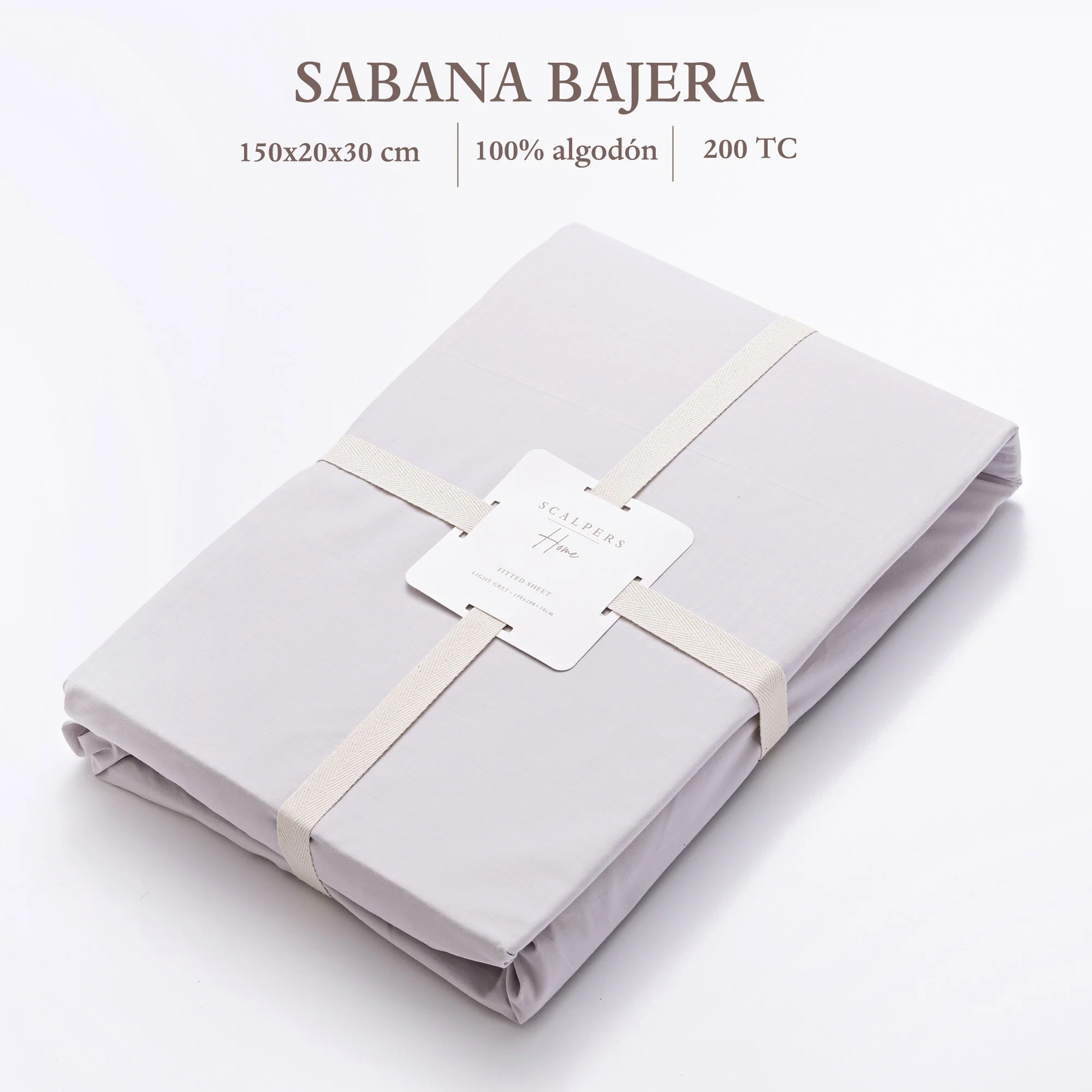 Sábana Bajera 150x200+30cm 100% Algodón Gris Claro Scalpers Home - Image 2