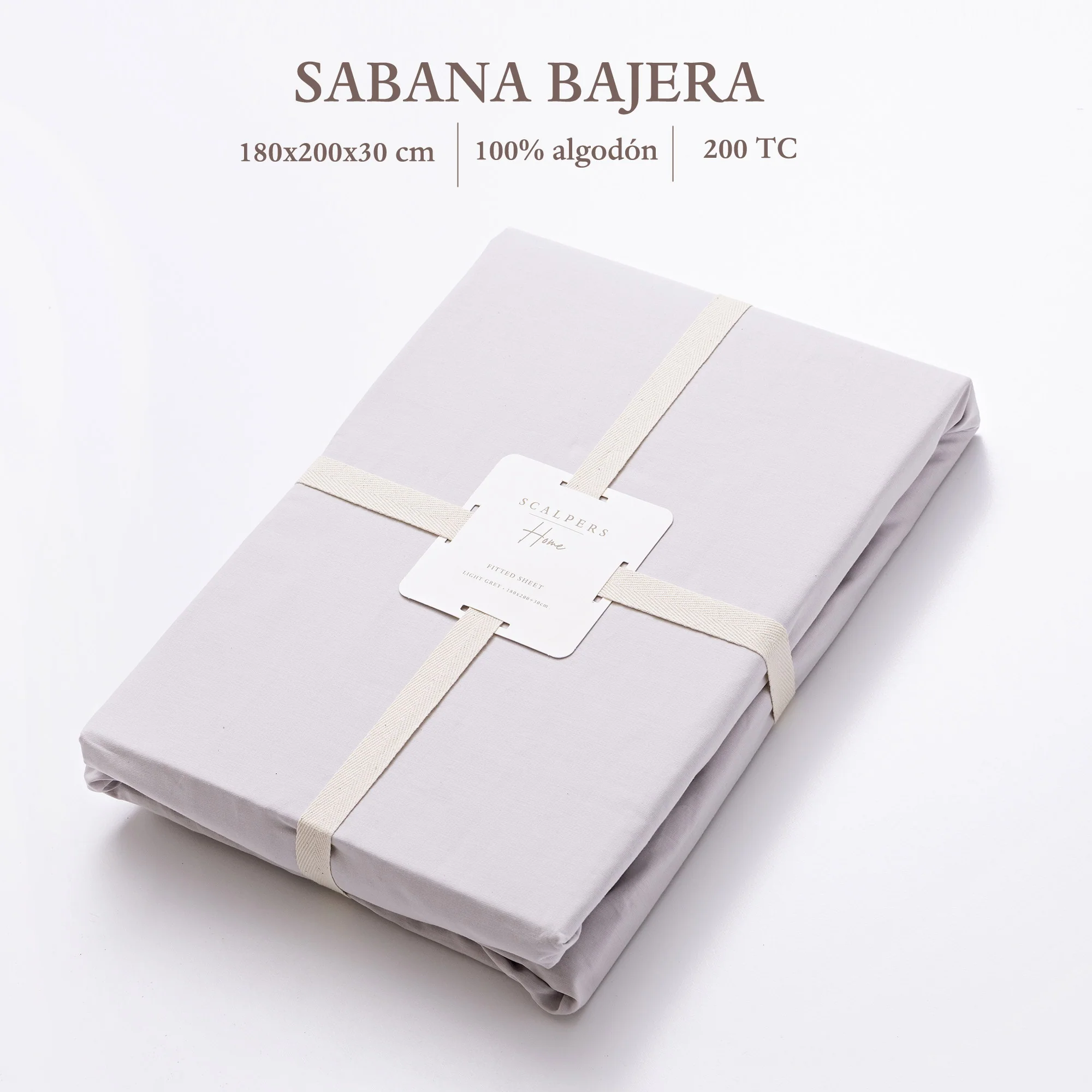 Sábana Bajera 365 180x200+30cm 100% Algodón 200tc Gris Claro Scalpers Home - Image 2