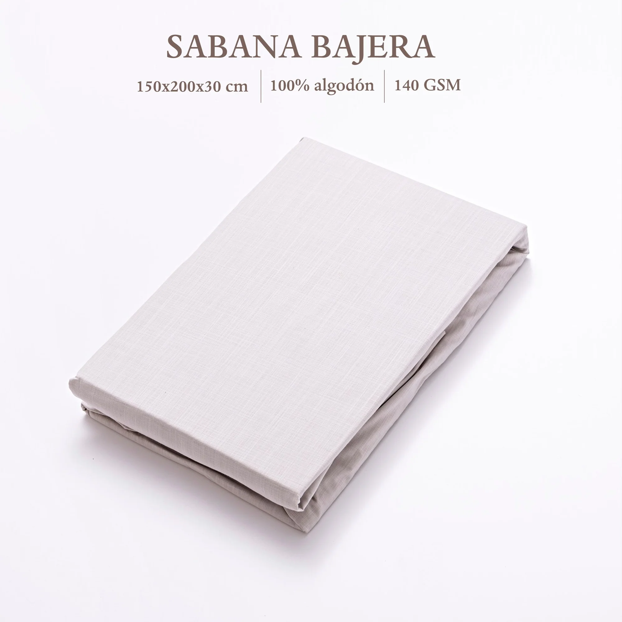 Sábana Bajera Gris 150x200+30cm 100% Algodón 140gsm Gris Haze Scalpers Home - Image 2