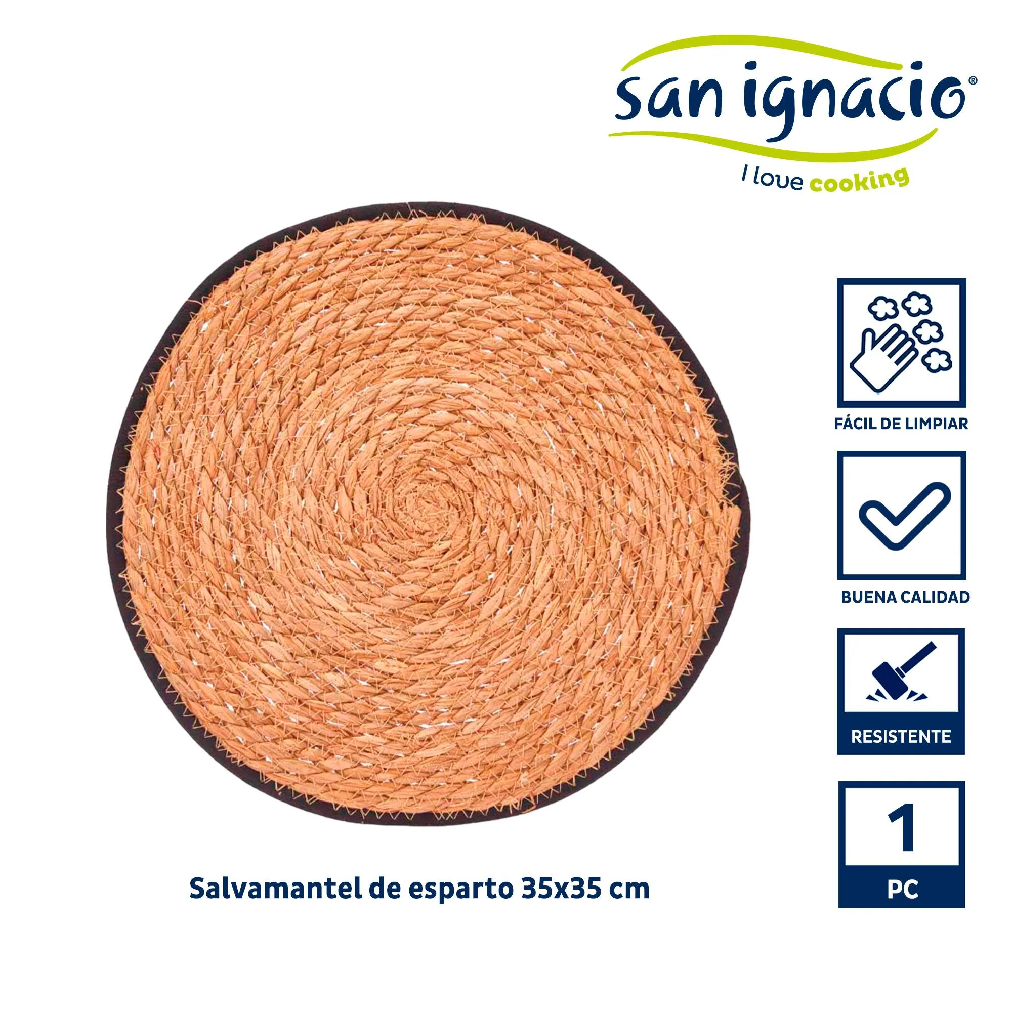 Salvamantel Esparto Borde Tela Negro 35c Colección Kinvara - Image 2