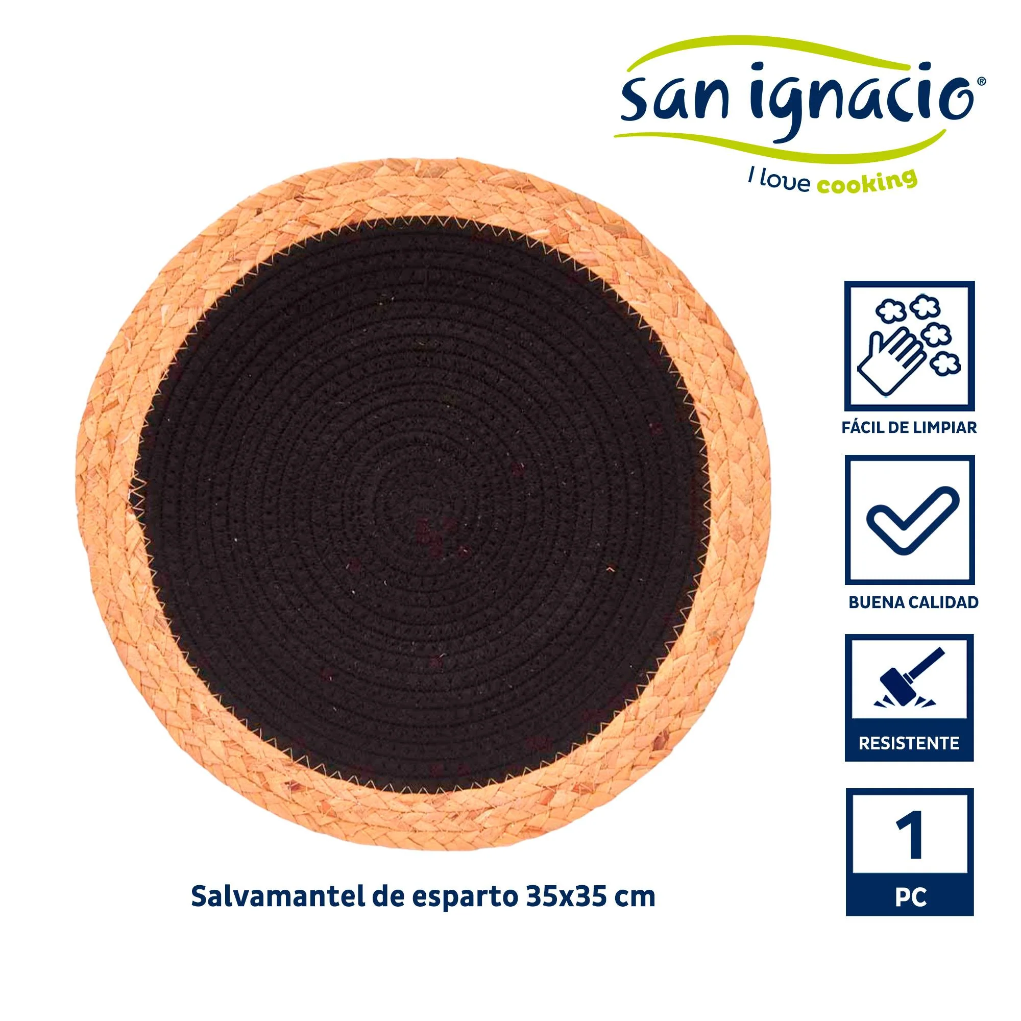 Salvamantel Esparto Espiral Tela Negro 3 Colección Kinvara - Image 2