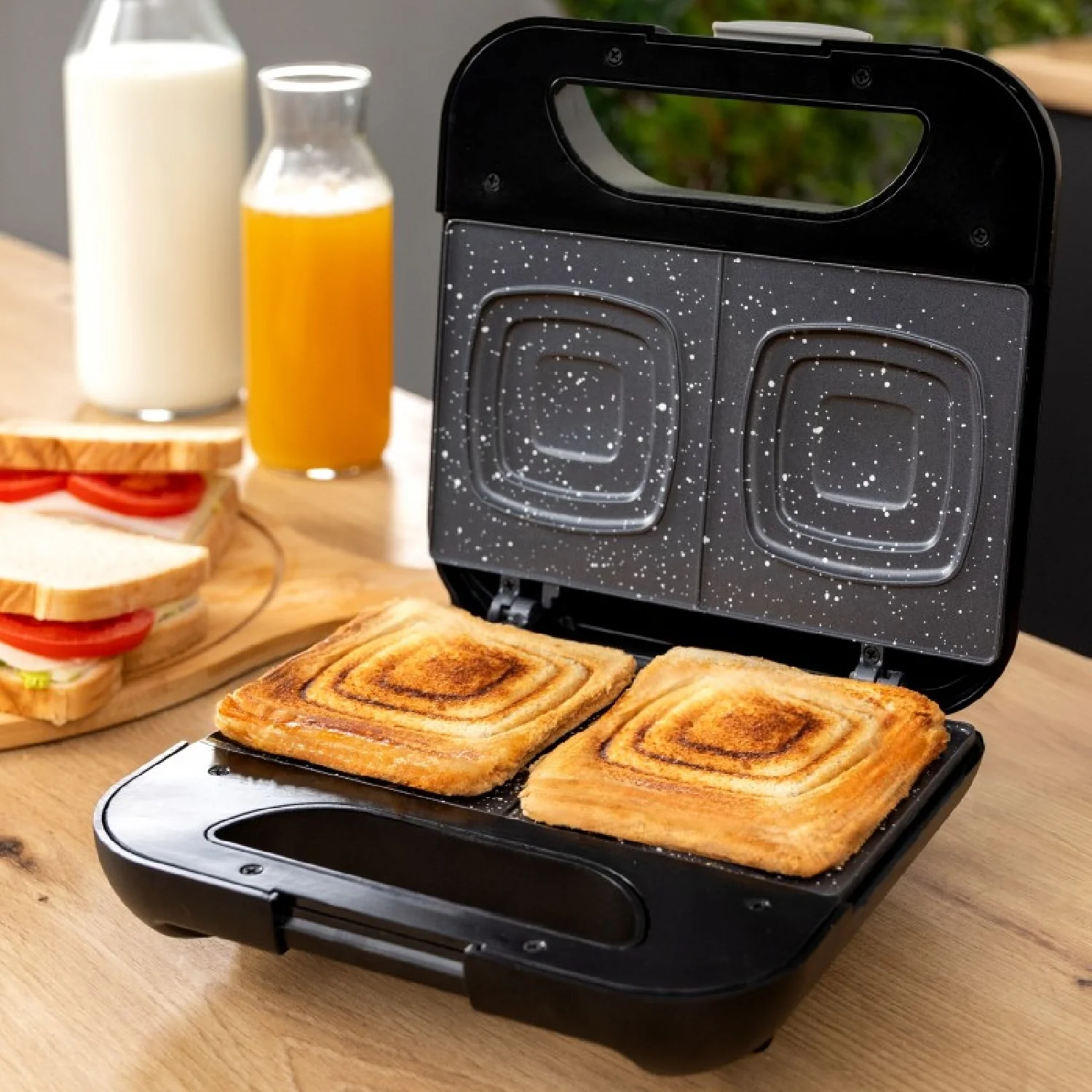 Sandwichera Rock'ntoast Square +, 800w De Potencia, Placa Cuadradas, Revestimiento Piedra Rockstone, Antiadherente, Acero Inoxidable, Revestimiento - Image 4