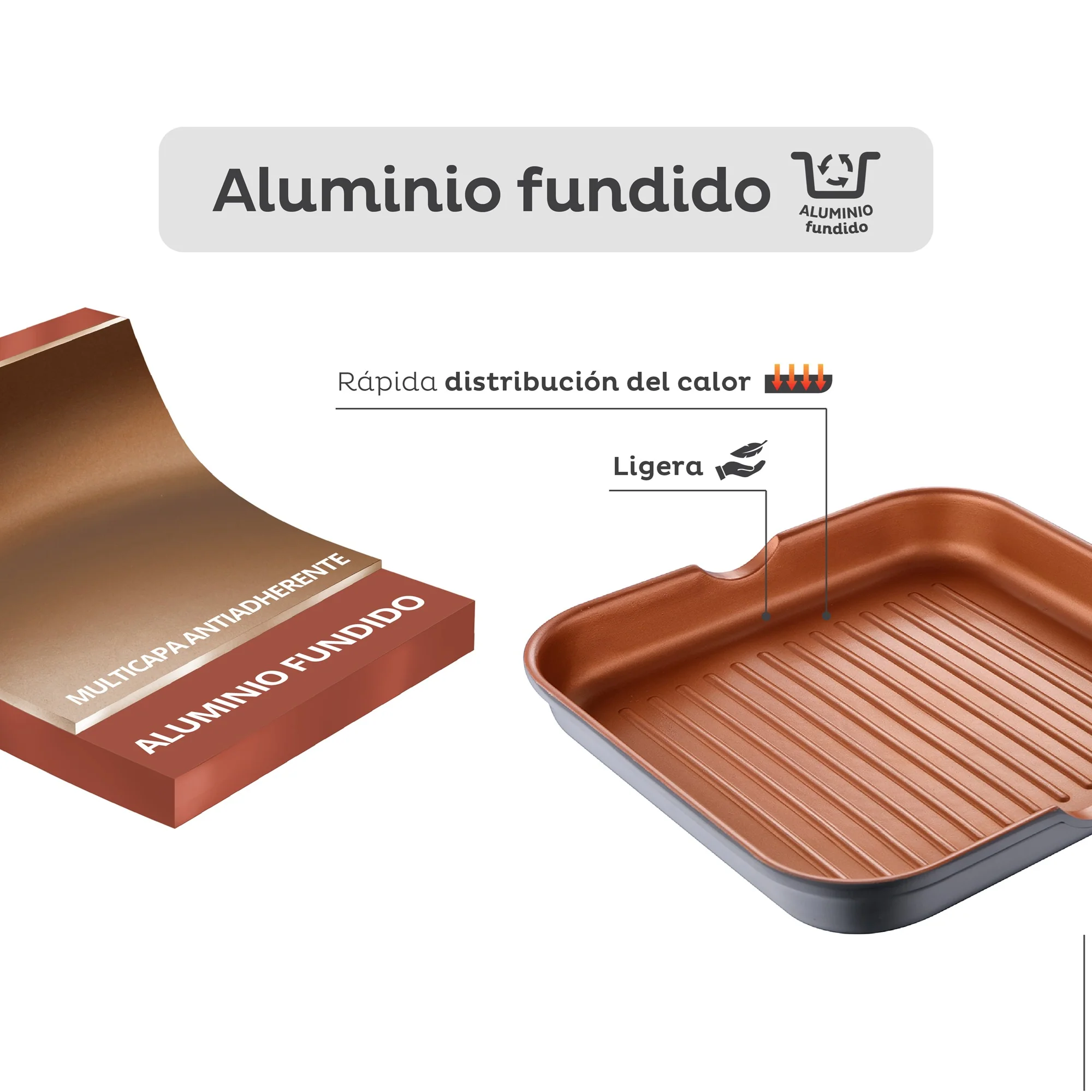 Sartén Grill Antiadherente Ø28cm Bronze San Ignacio - Image 5