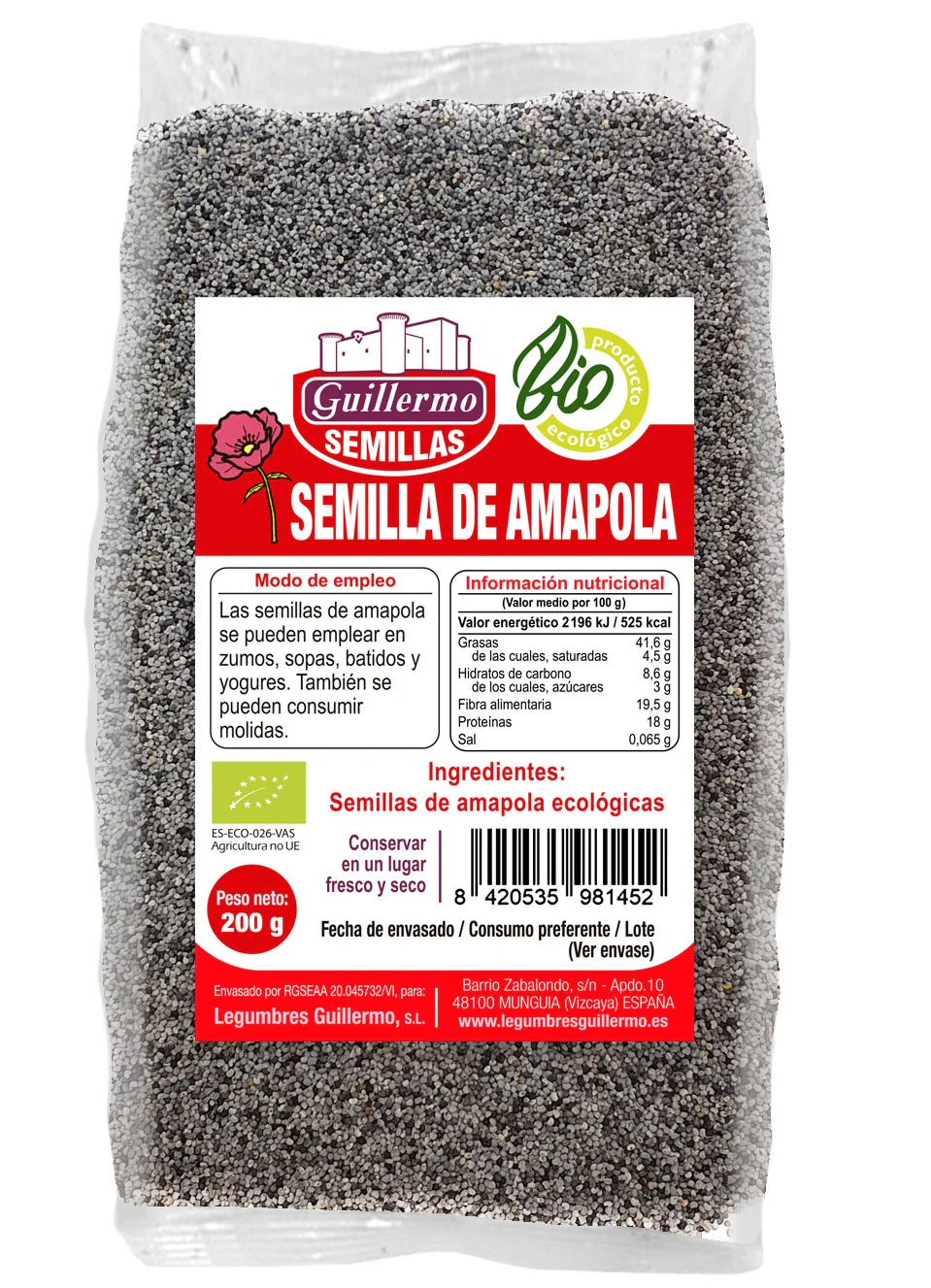 Semillas De Amapola Bio - 200 G