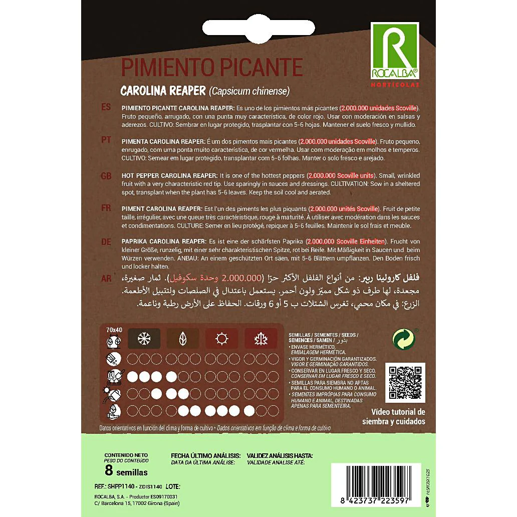 Semillas Pimiento Picante Carolina Reaper Rocalba - Image 2