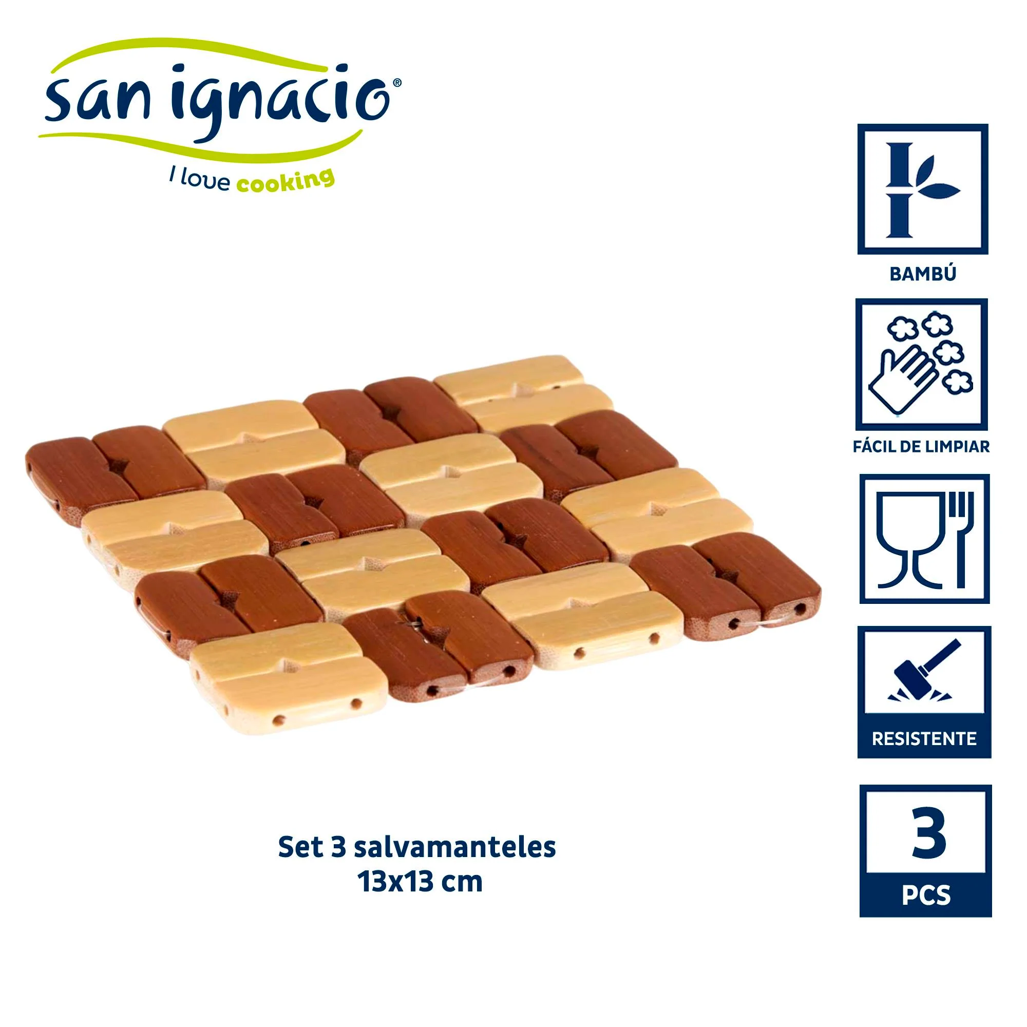 Set 3 Salvamanteles Bambu Cuadrado Colección Kinvara - Image 2
