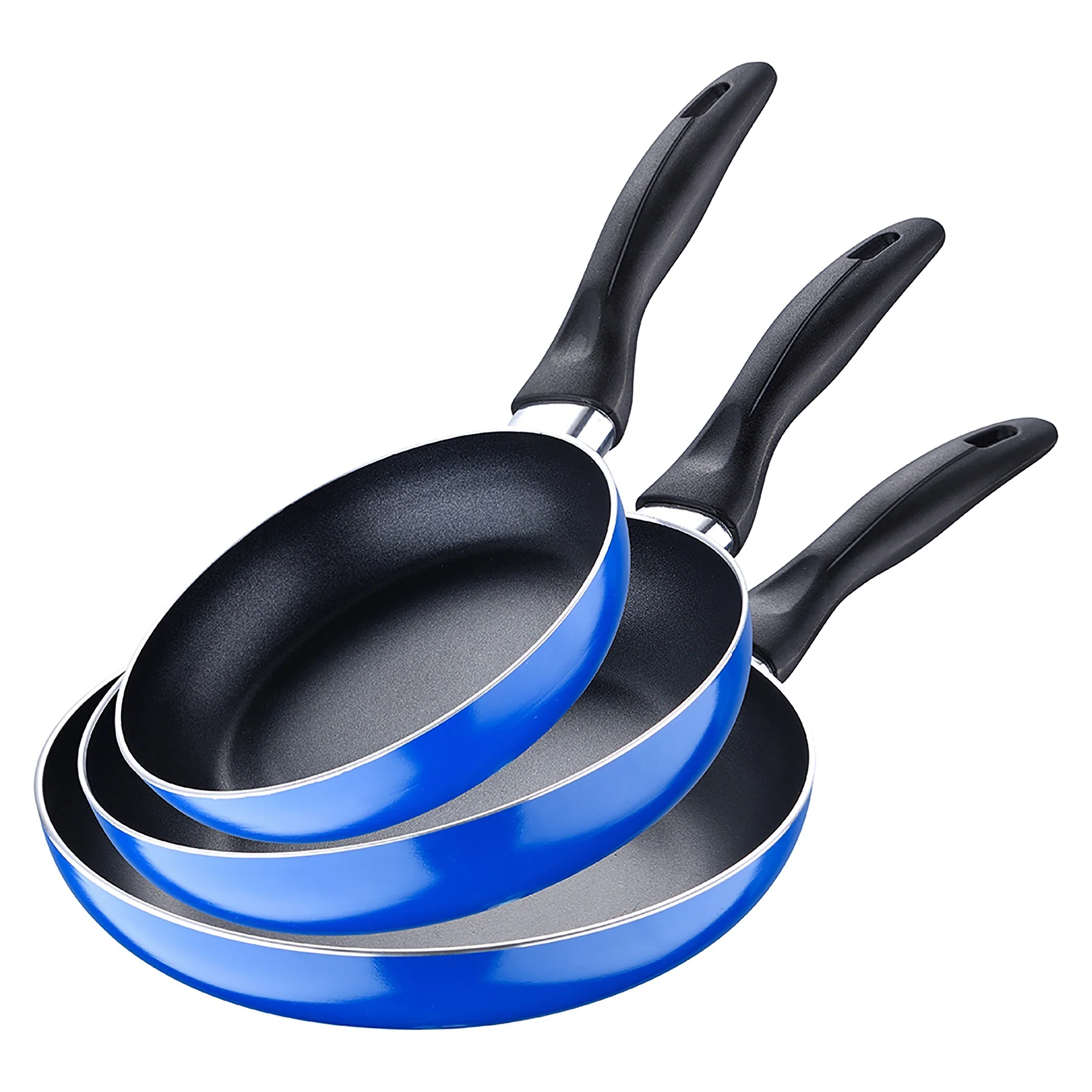 Set 3pc Sarten (16+20+24cm) Aluminio Prensado, Inducción, Azul Navy Paradise Con Set 3pc Utensilios De Cocina Silicona Madera - Image 2