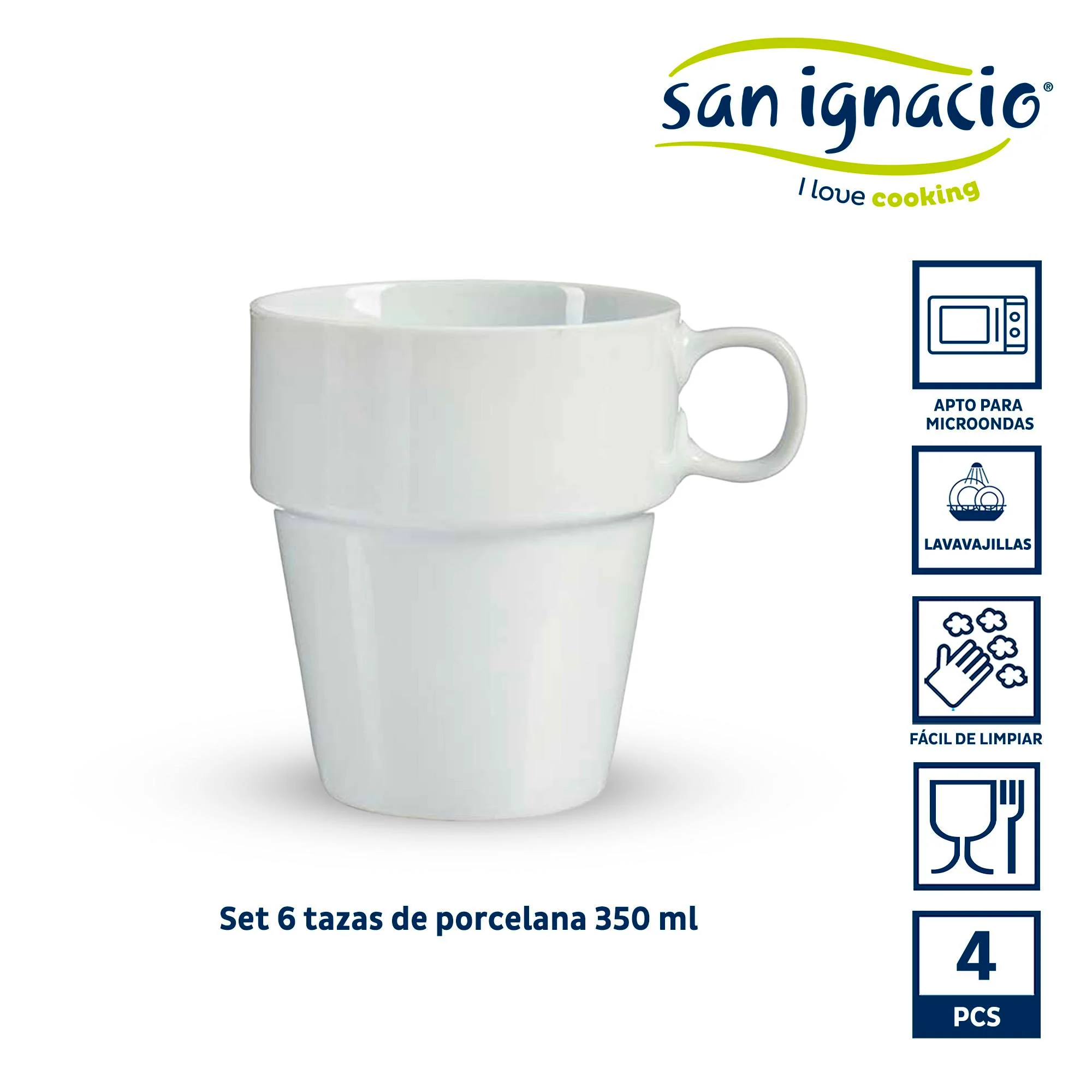 Set 4 Tazas Apilables Blanco Con Estante Colección Vessia - Image 2
