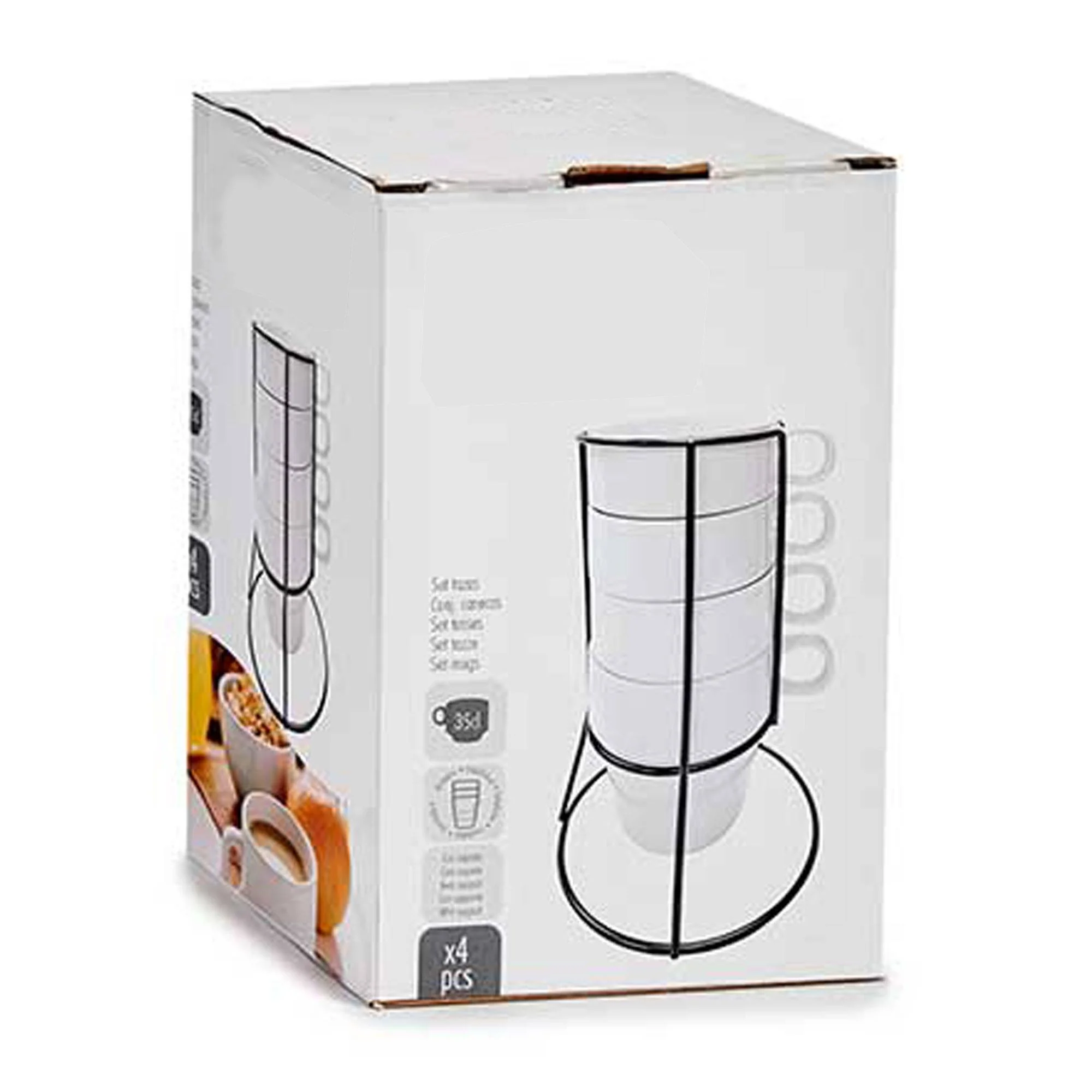 Set 4 Tazas Apilables Blanco Con Estante Colección Vessia - Image 6